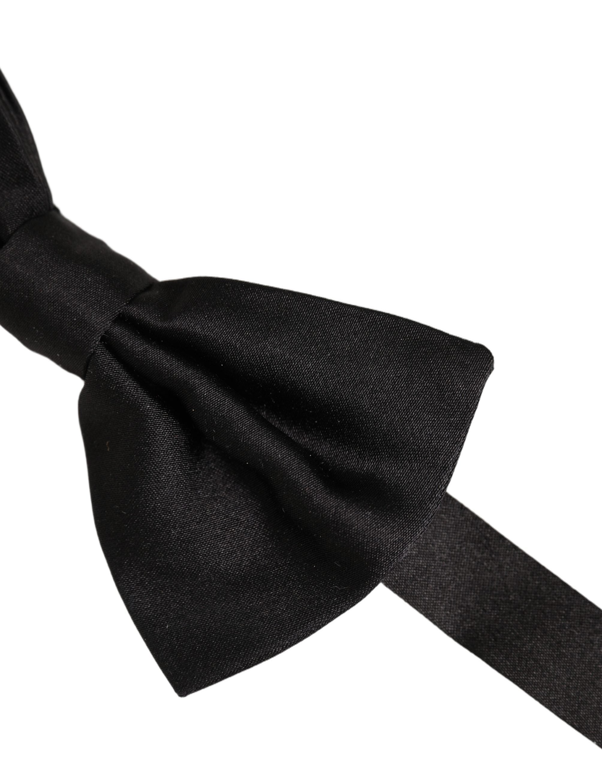 Dolce & Gabbana Men Black 100% Silk Adjustable Neck Papillon Bow Tie