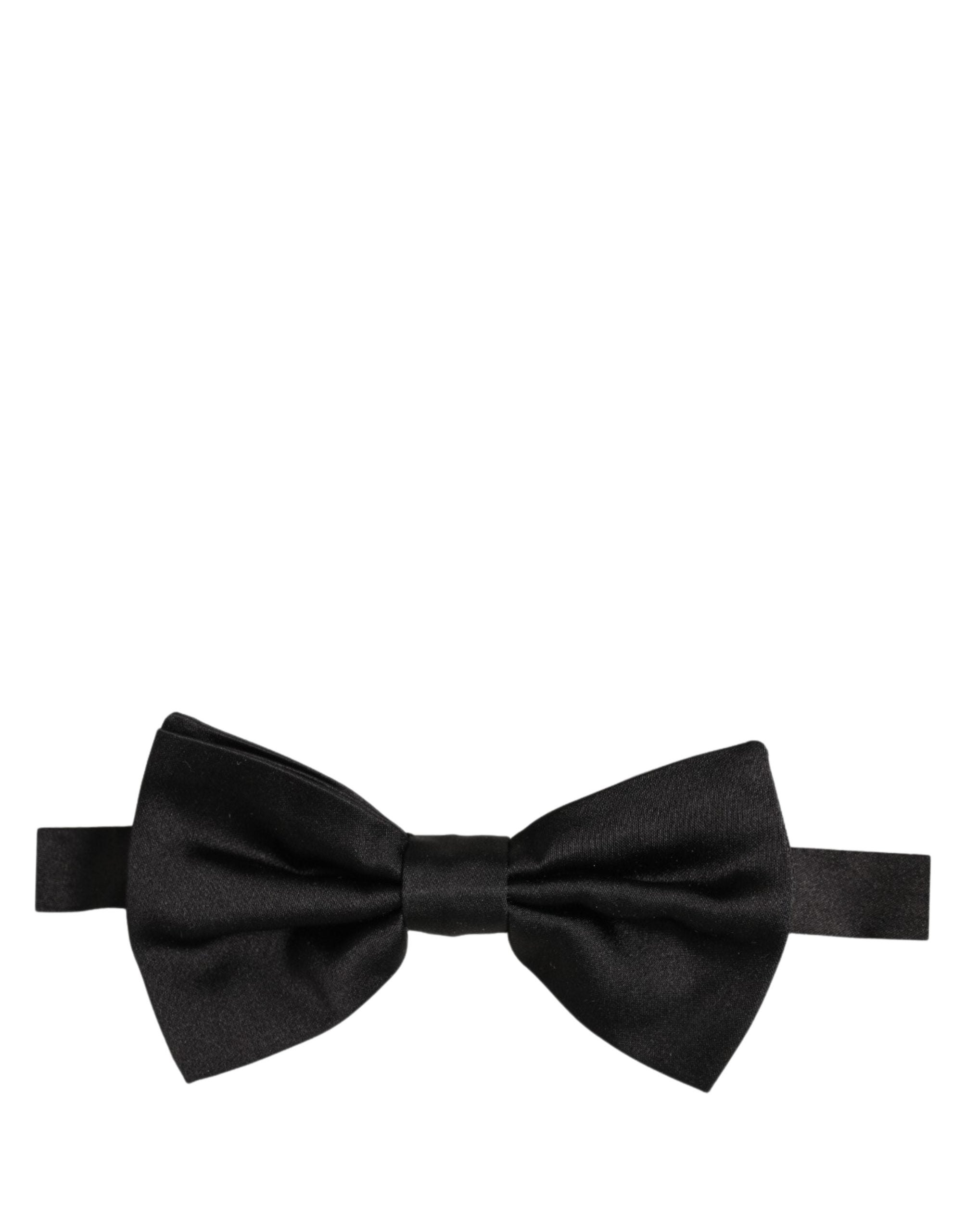 Dolce & Gabbana Men Black 100% Silk Adjustable Neck Papillon Bow Tie