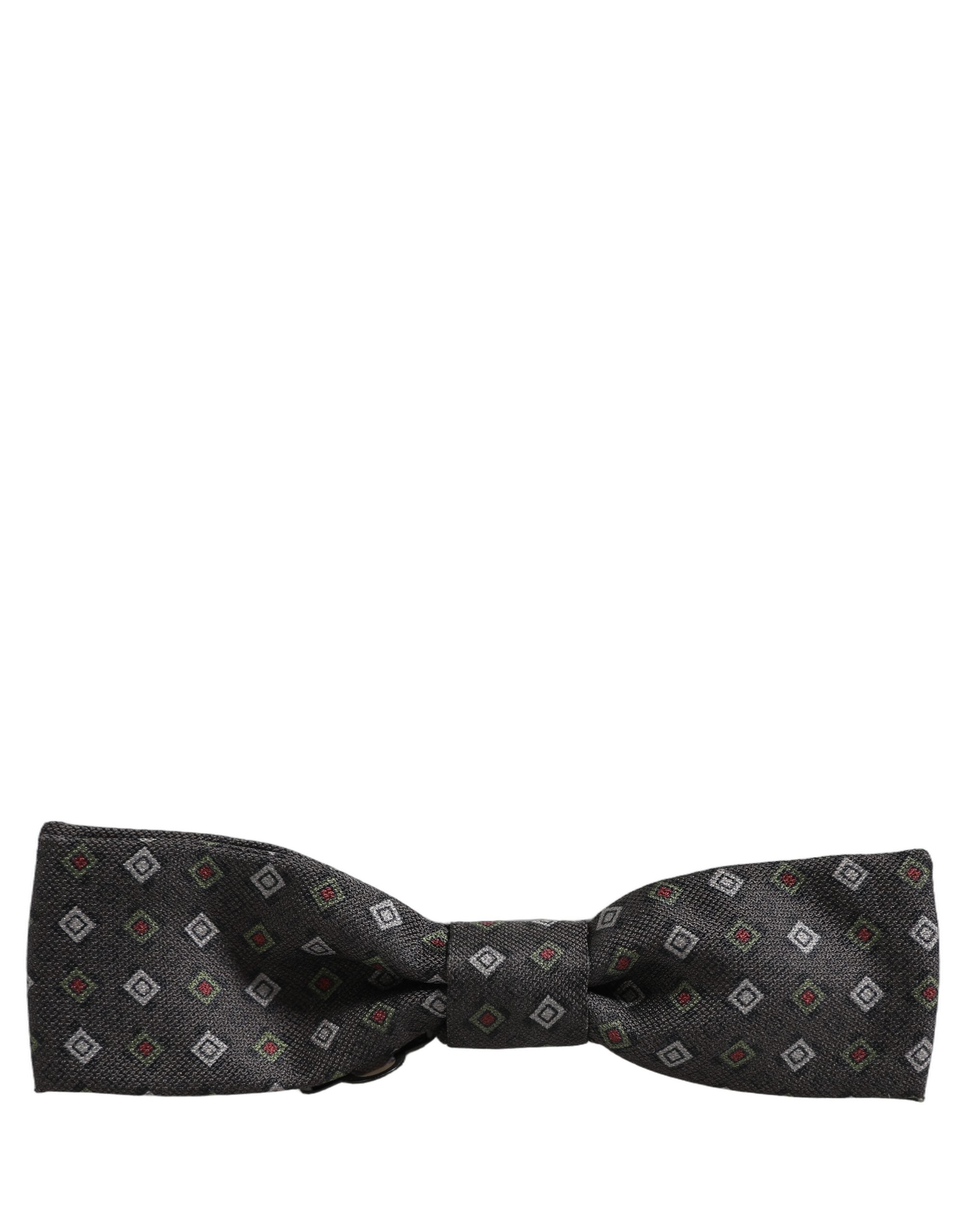 Dolce & Gabbana Men Dark Gray Geometric Adjustable Bow Tie