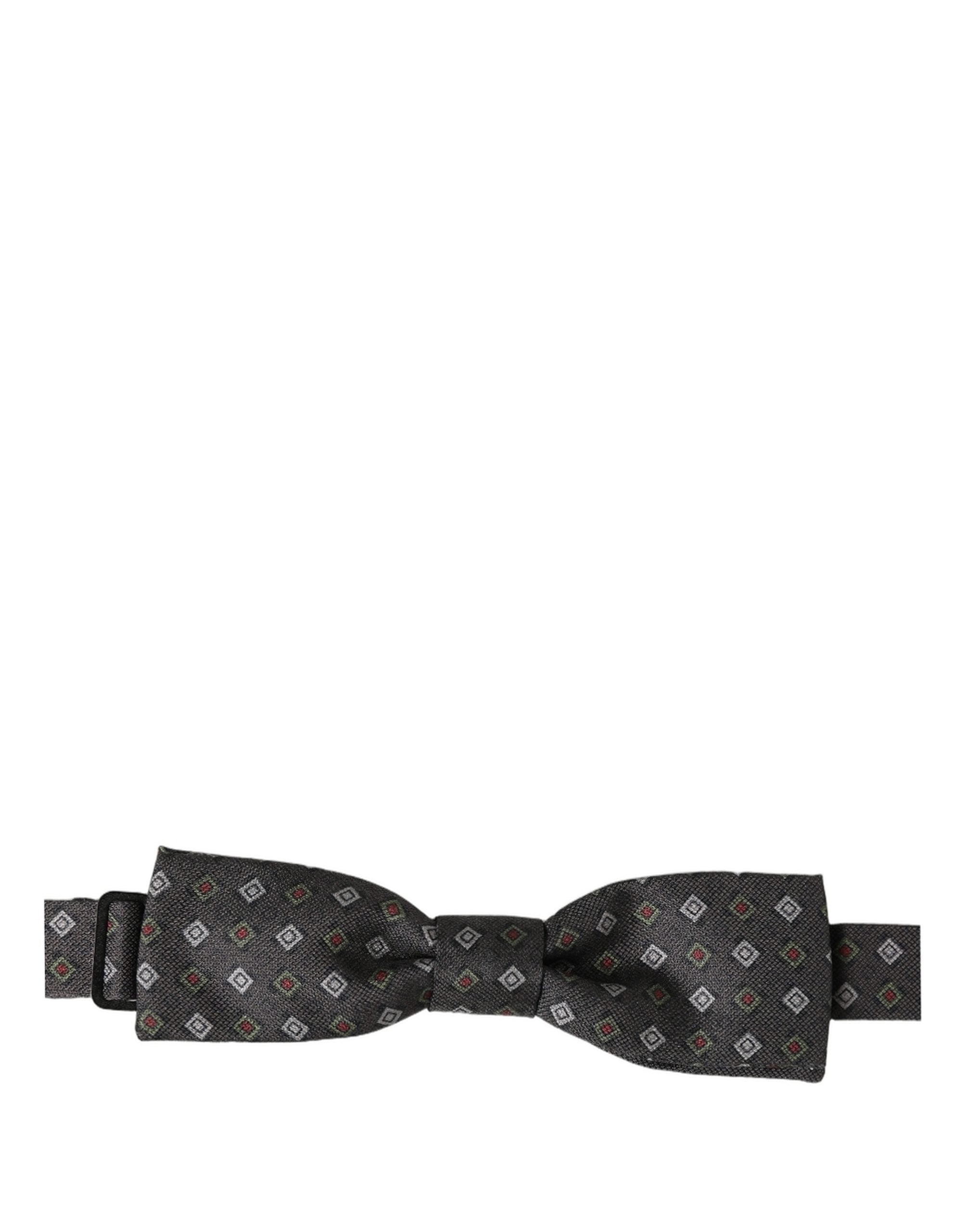 Dolce & Gabbana Men Dark Gray Geometric Adjustable Bow Tie