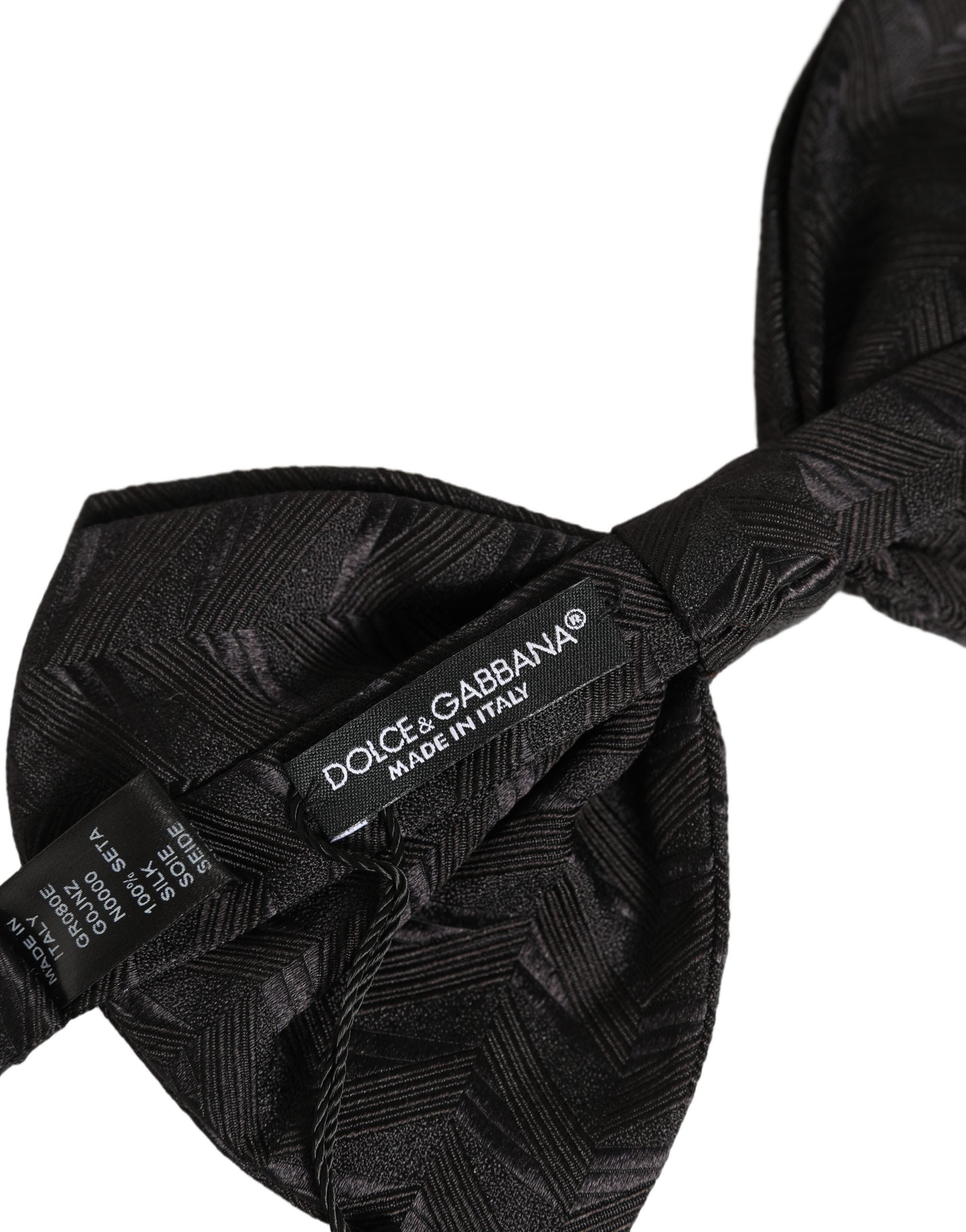 Dolce & Gabbana Men Black Patterned Adjustable Neck Papillon Bow Tie