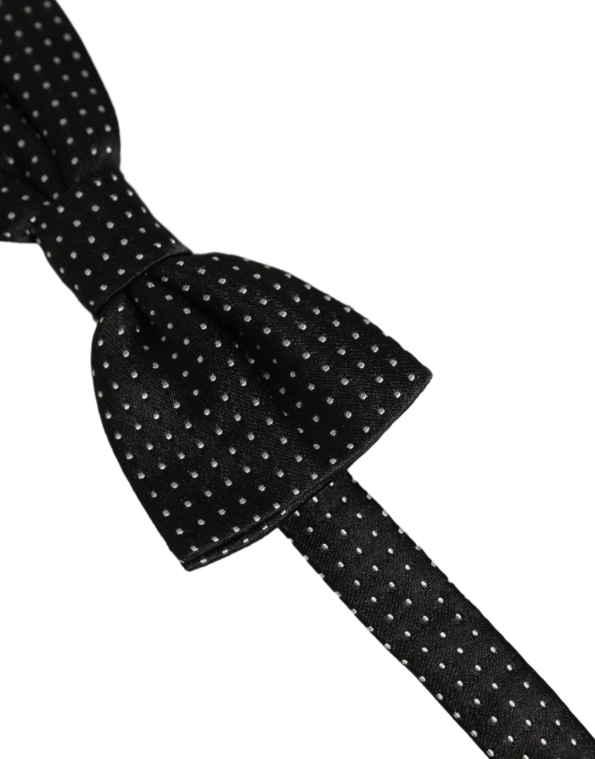 Dolce & Gabbana Men Black White PolkaDot Adjustable Bow Tie