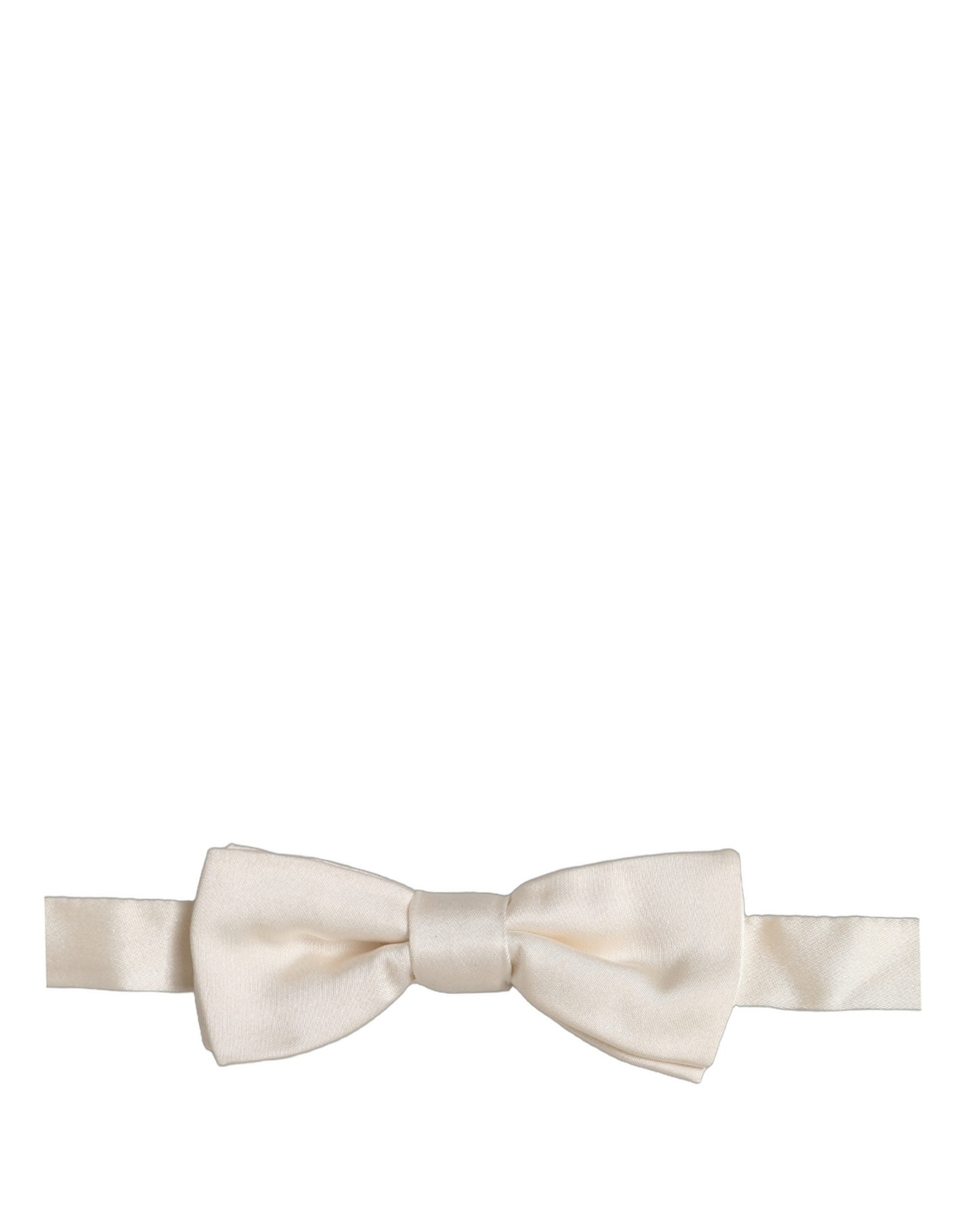 Dolce & Gabbana Men Off White 100% Silk Adjustable Neck Papillon Bow Tie