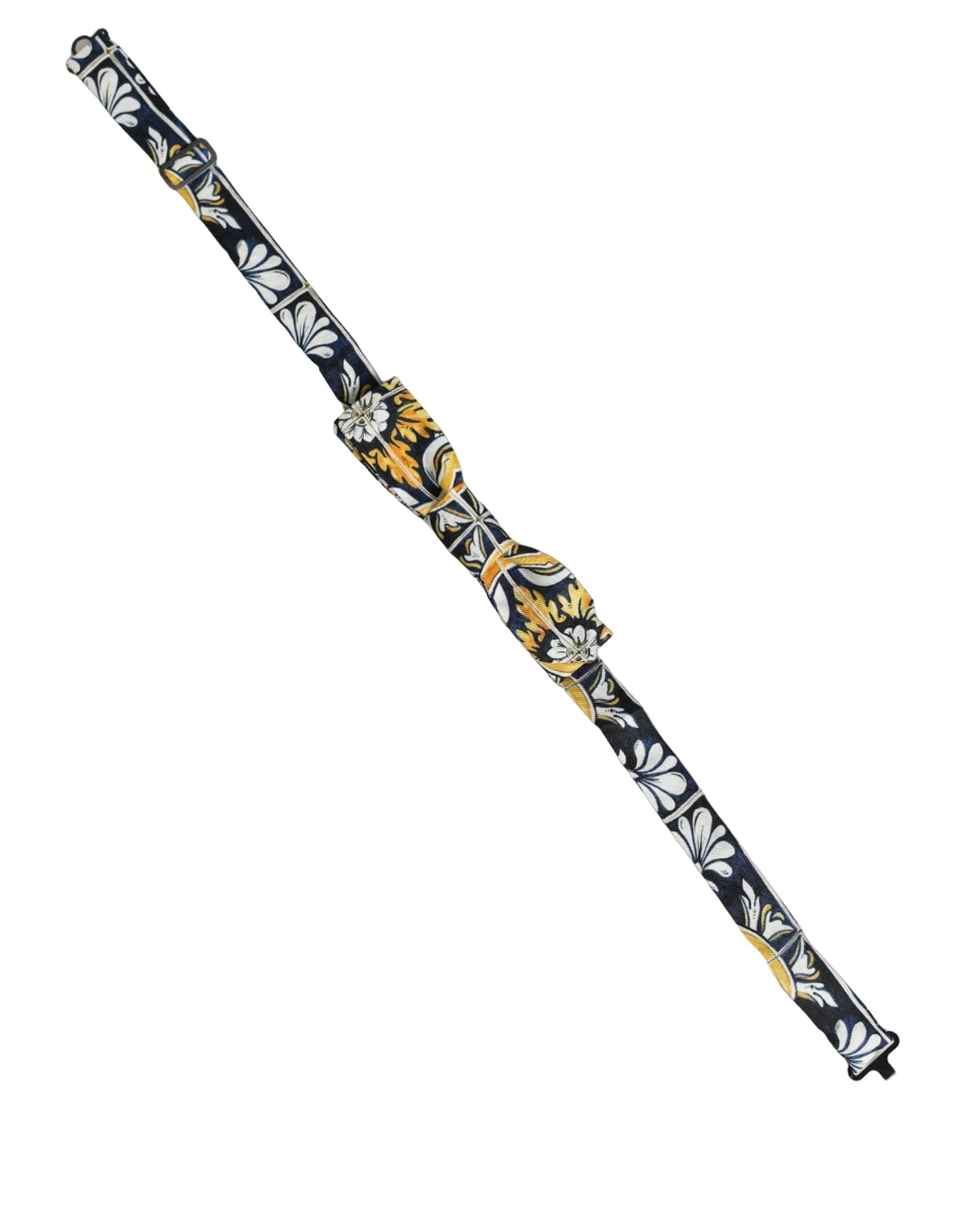 Dolce & Gabbana Multicolor Damask Style Adjustable Neck Papillon Bow Tie