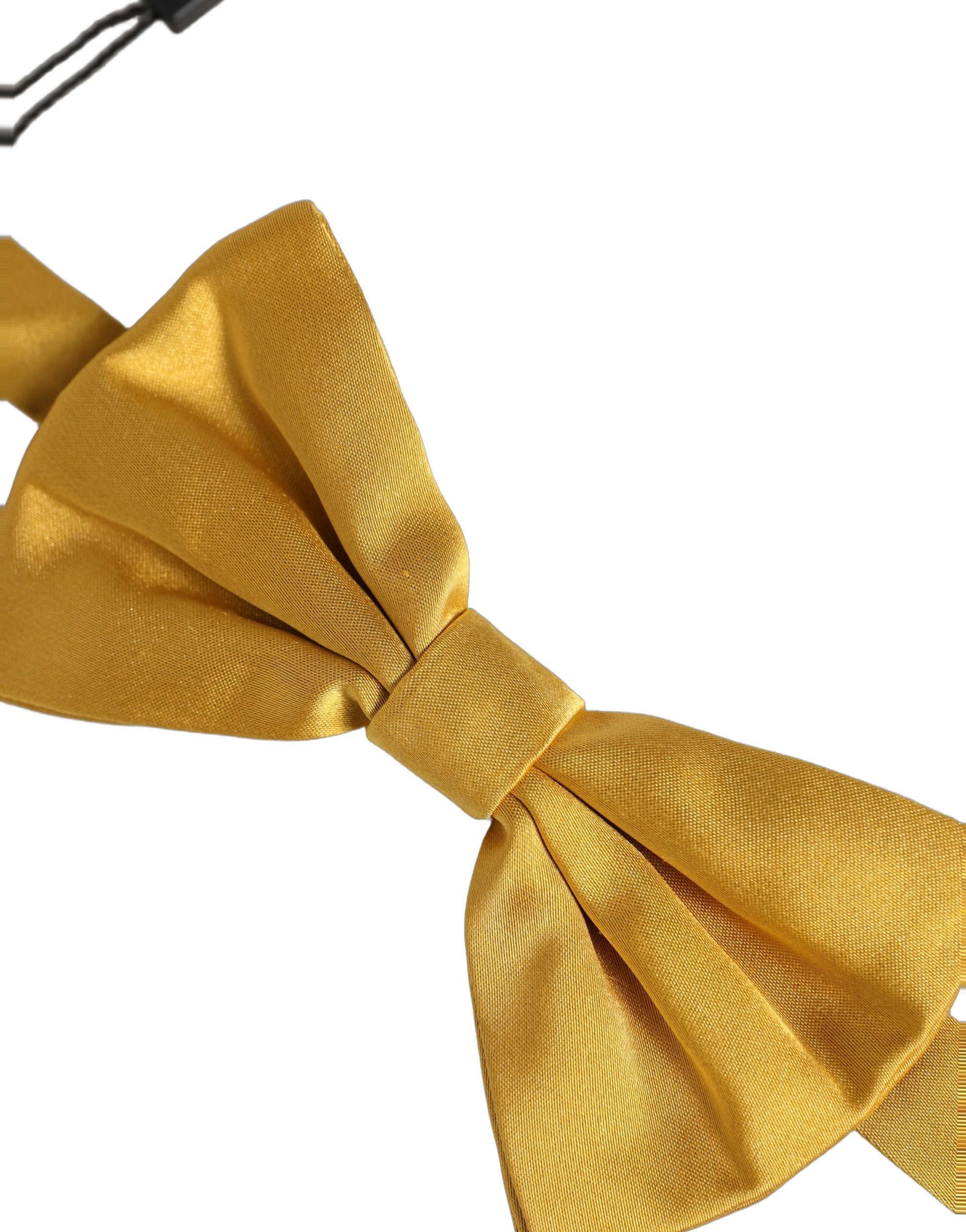 Dolce & Gabbana Men Yellow 100% Silk Adjustable Neck Papillon Bow Tie