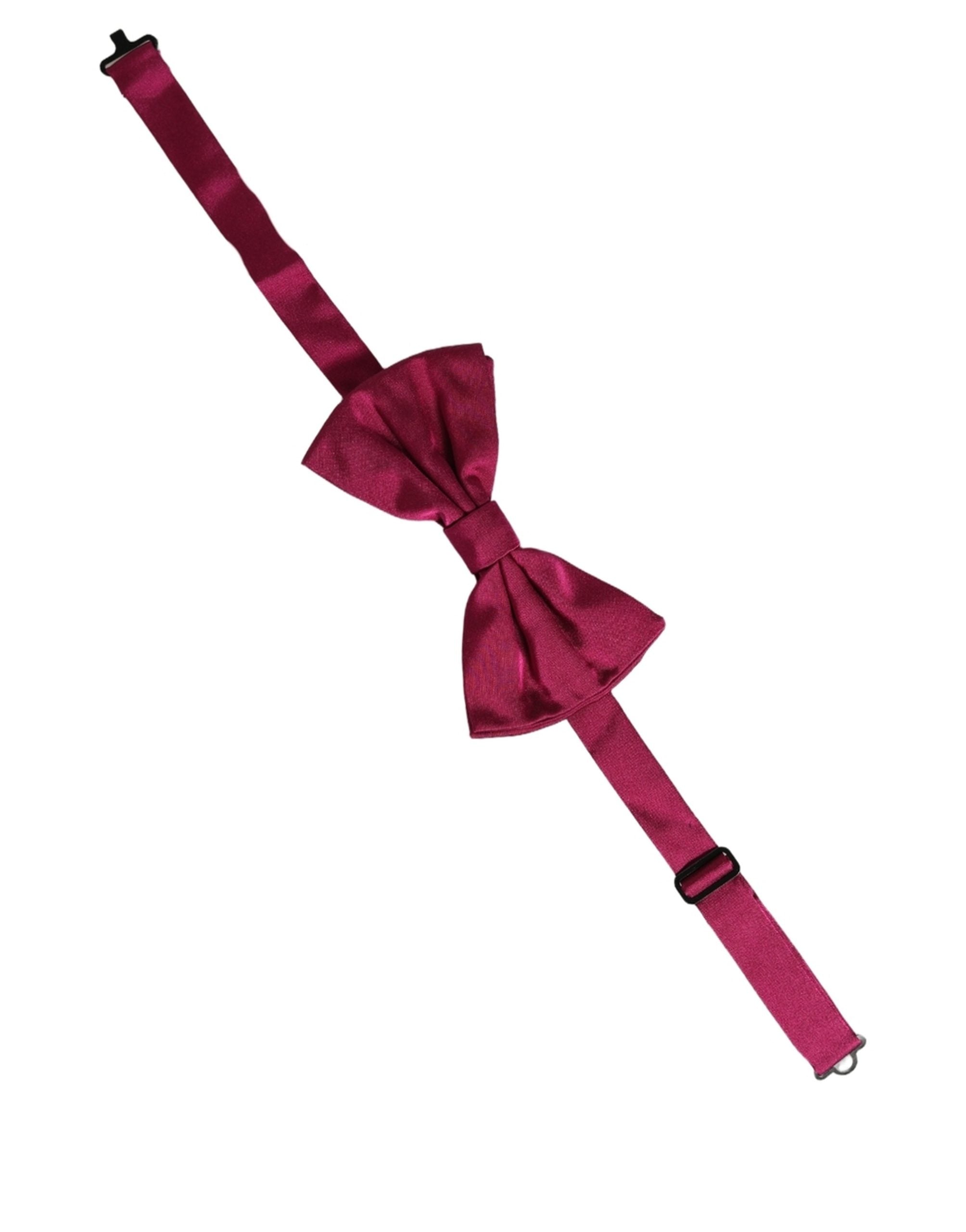 Dolce & Gabbana Men Burgundy Silk Adjustable Neck Papillon Bow Tie