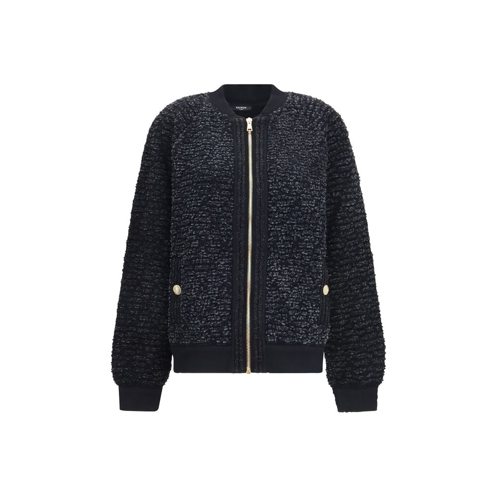 Balmain Black Viscose Bomber