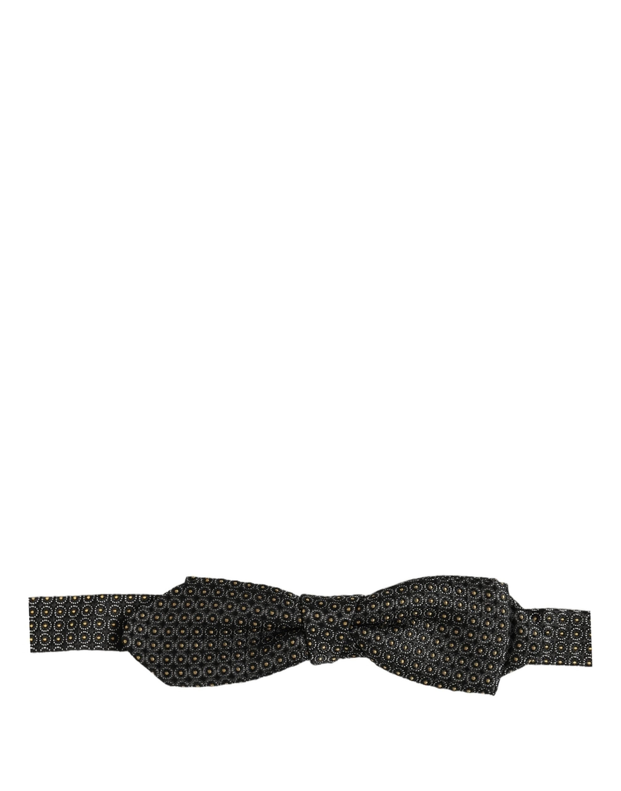 Dolce & Gabbana Men Black Dotted Silk Adjustable Neck Papillon Bow Tie