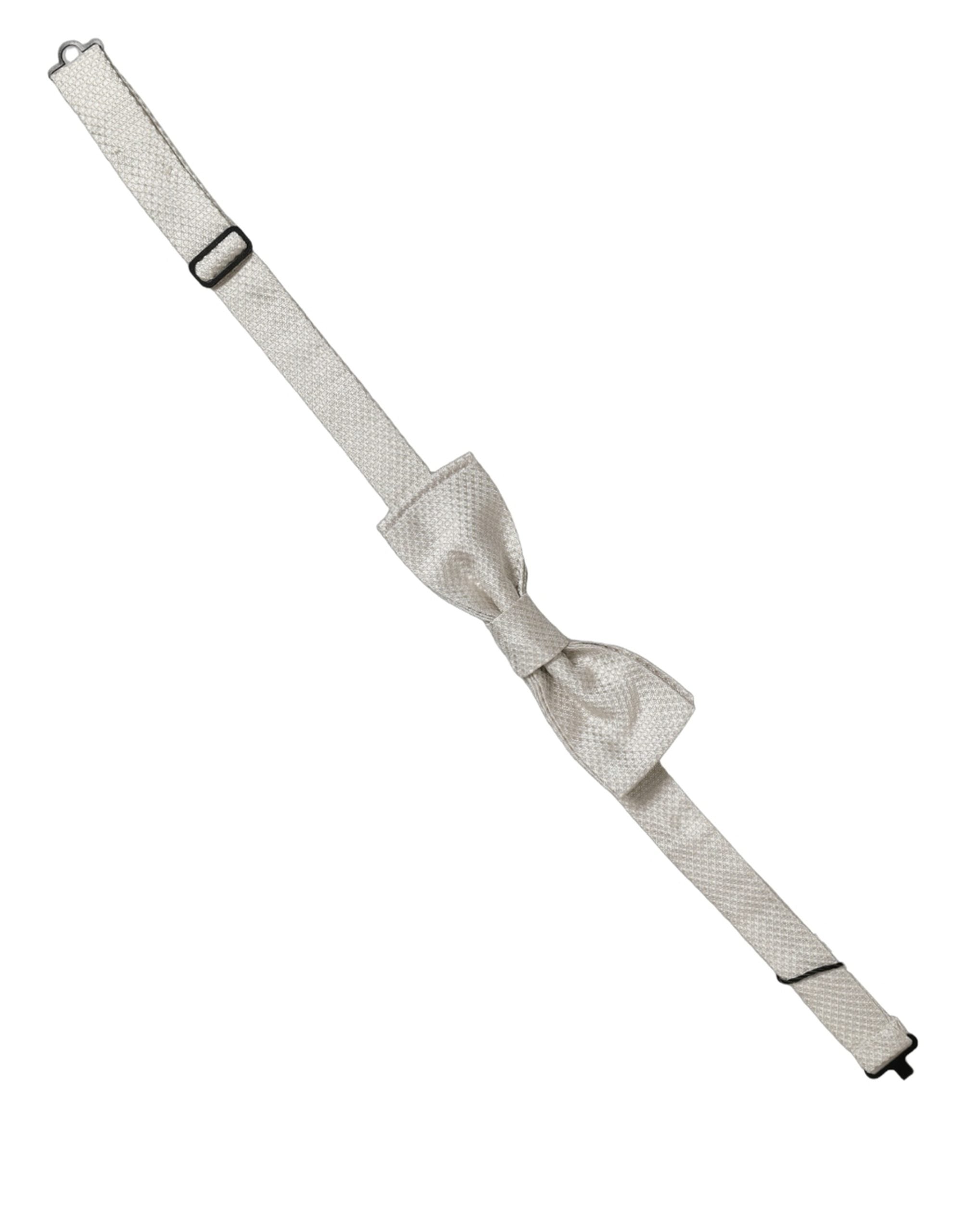 Dolce & Gabbana Men White 100% Silk Adjustable Neck Papillon Bow Tie