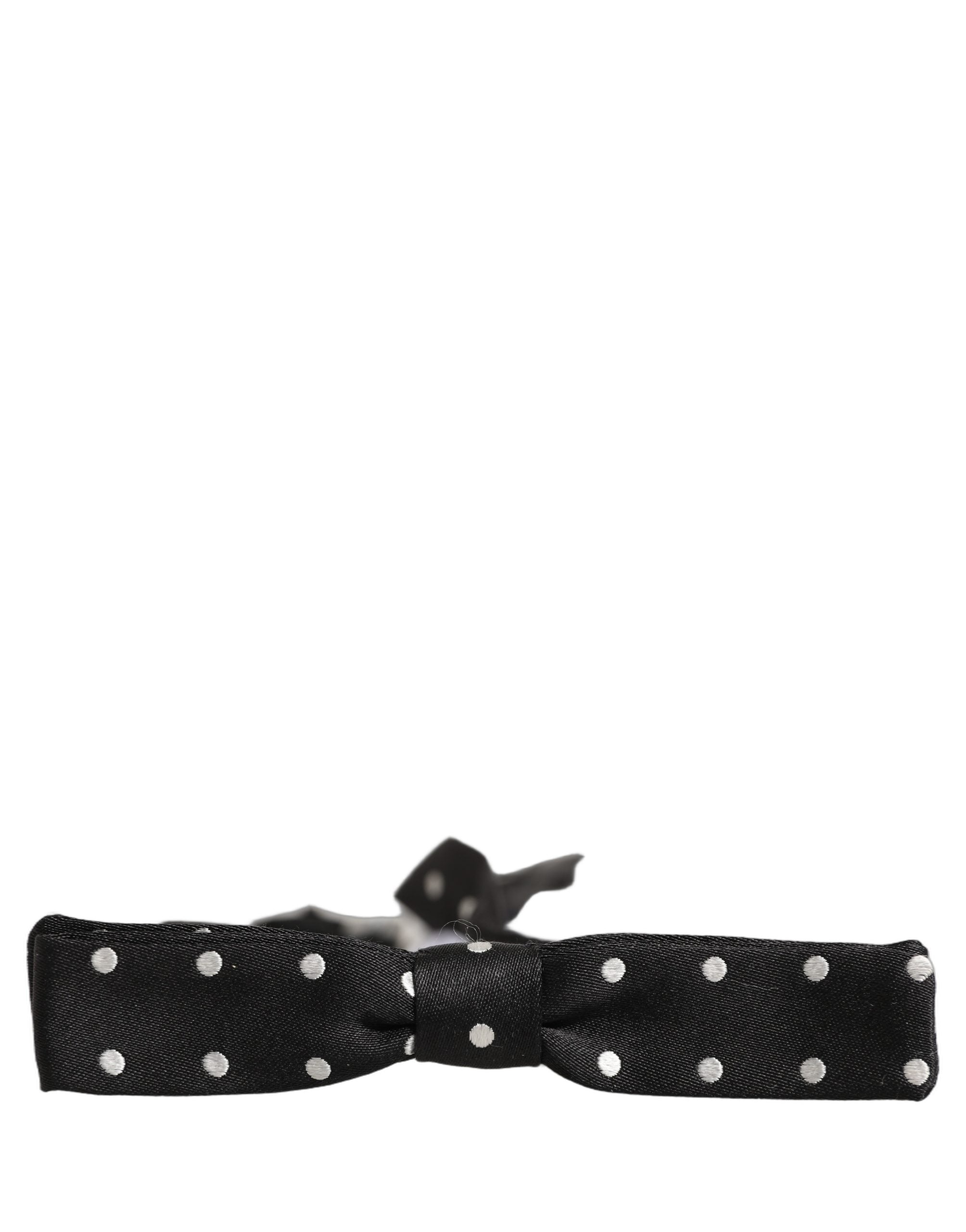 Dolce & Gabbana Black White Polka Dot Adjustable Neck Papillon Bow Tie