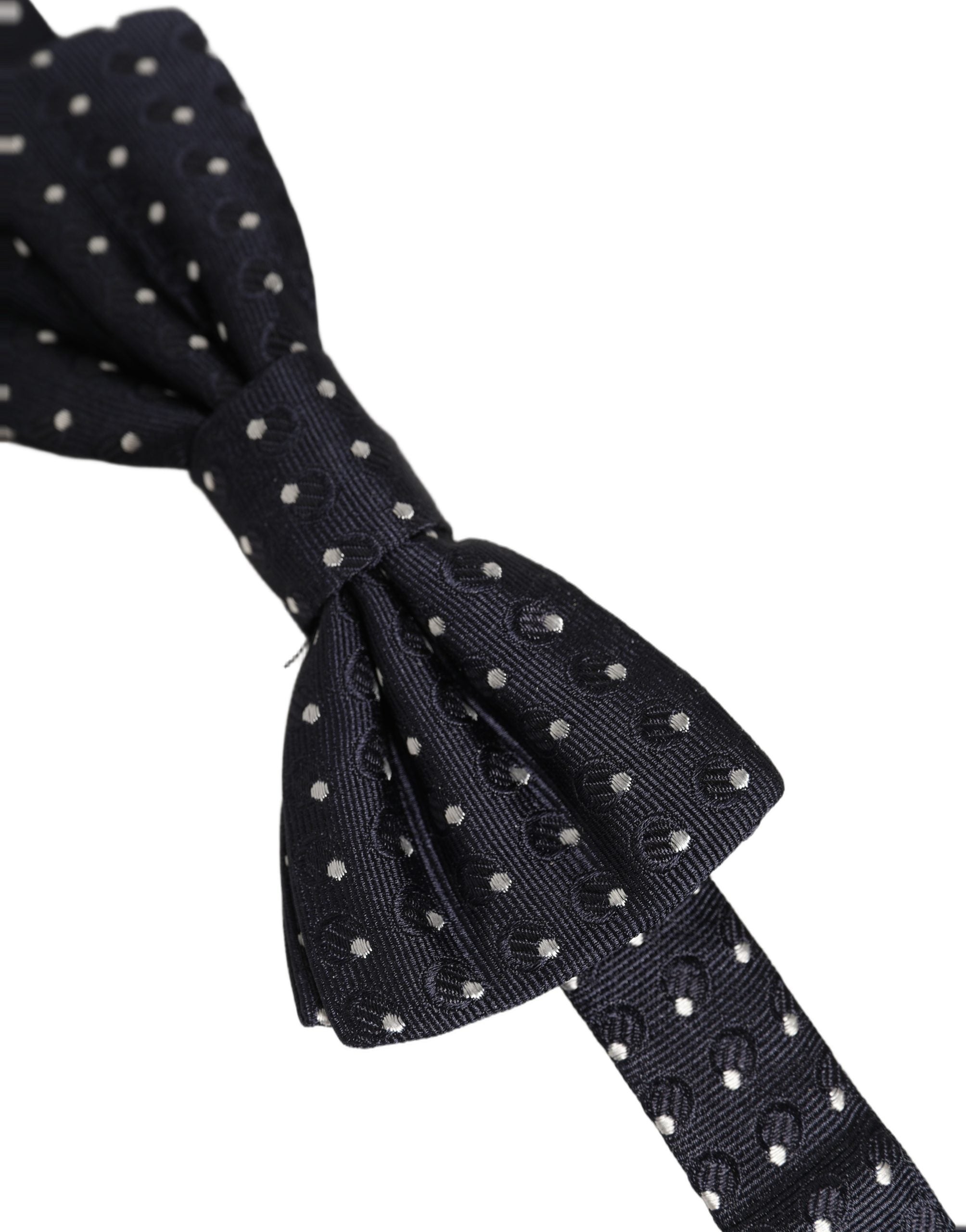 Dolce & Gabbana Black White Polka Dot Adjustable Neck Papillon Bow Tie
