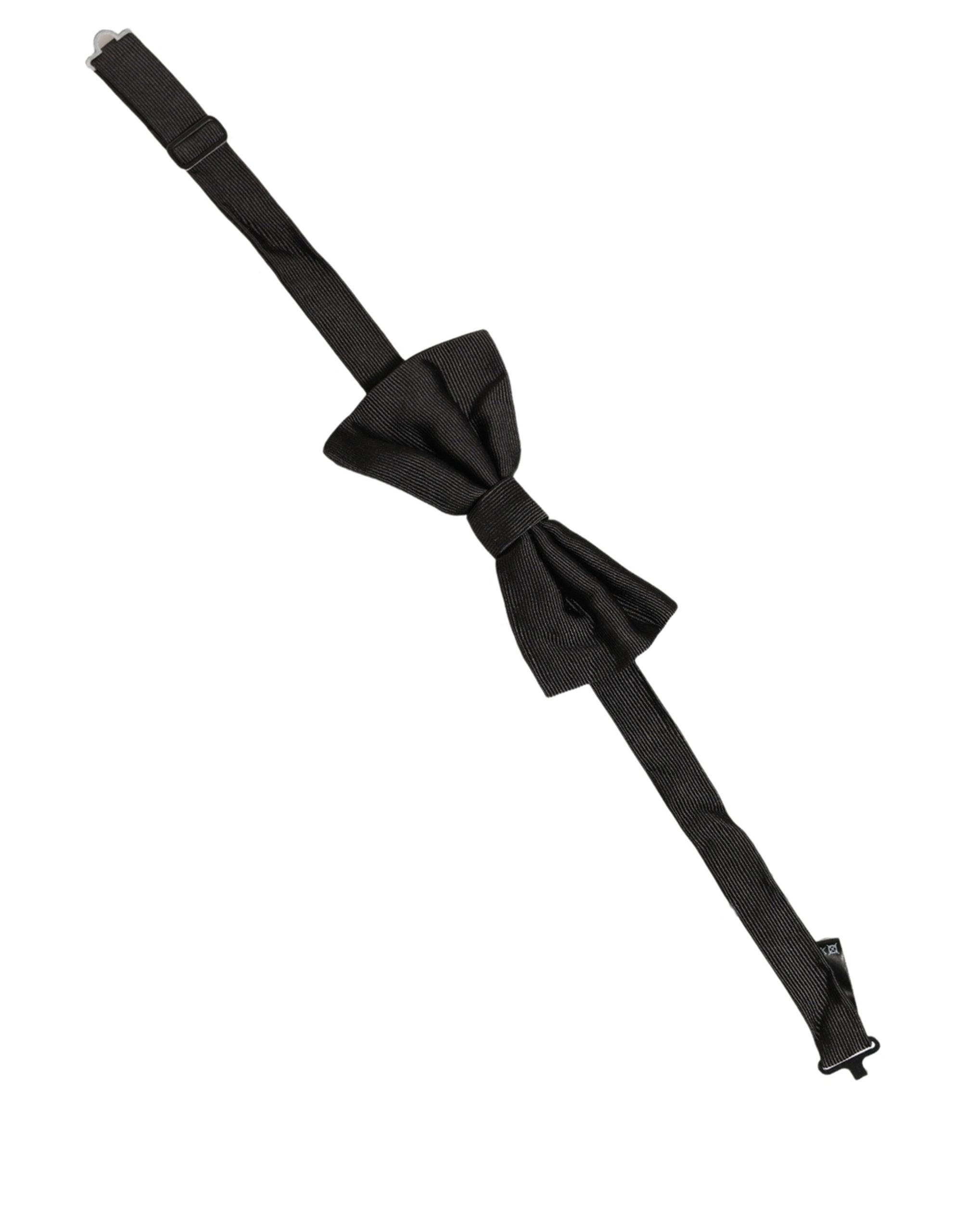 Dolce & Gabbana Men Black 100% Silk Adjustable Neck Papillon Bow Tie
