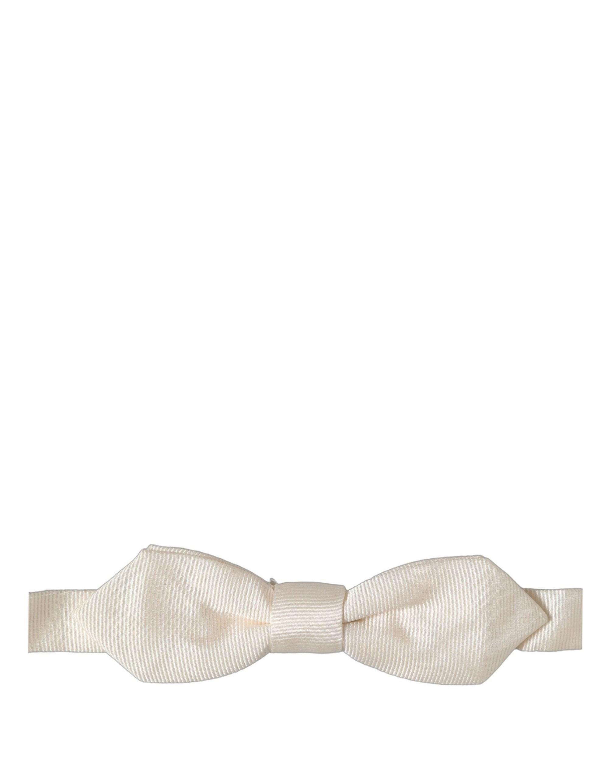 Dolce & Gabbana Men White 100% Silk Adjustable Neck Papillon Bow Tie