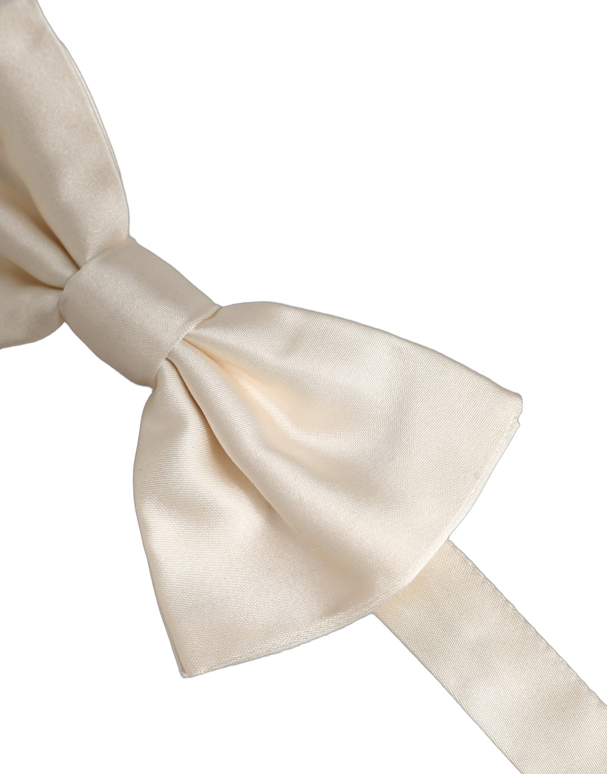 Dolce & Gabbana Men White 100% Silk Adjustable Neck Papillon Bow Tie