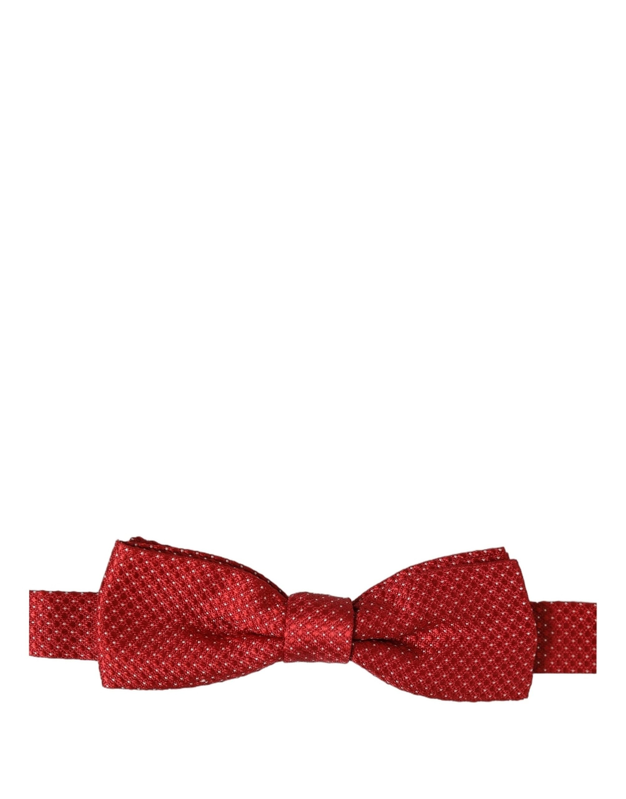 Dolce & Gabbana Men Red Polka Dot Silk Adjustable Neck Papillon Bow Tie