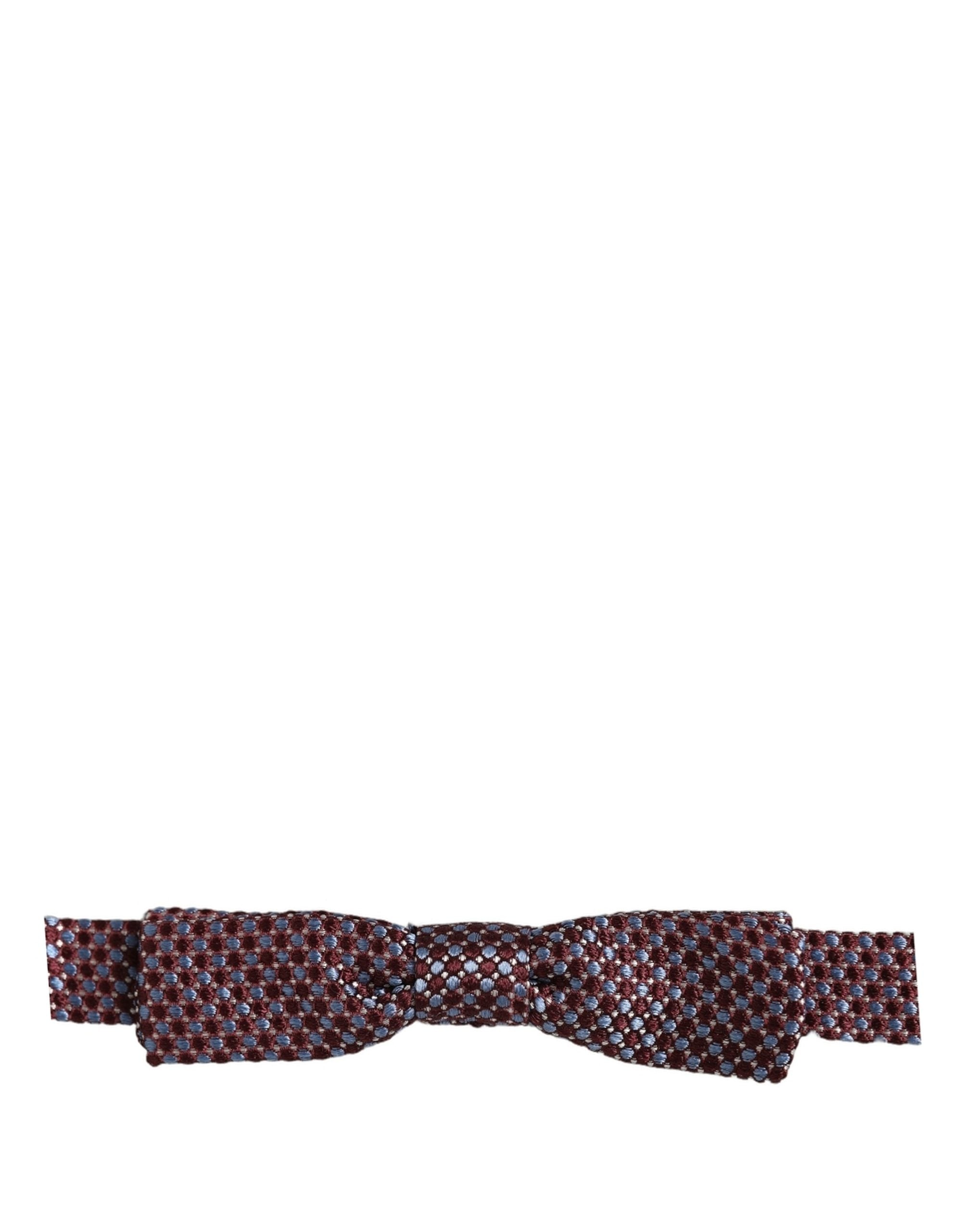 Dolce & Gabbana Blue Burgundy Woven Adjustable Neck Papillon Bow Tie