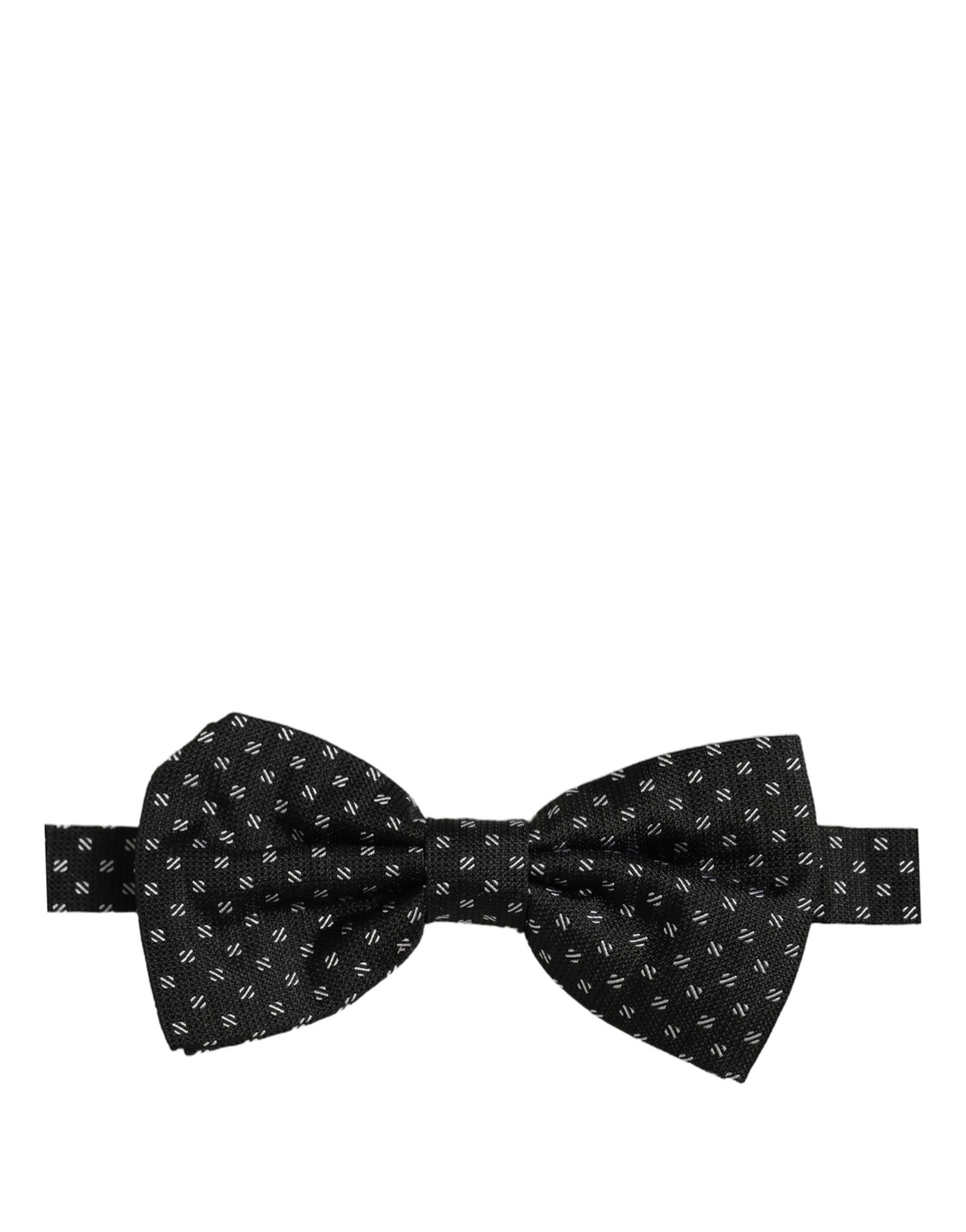 Dolce & Gabbana Men Black Patterned Adjustable Neck Papillon Bow Tie