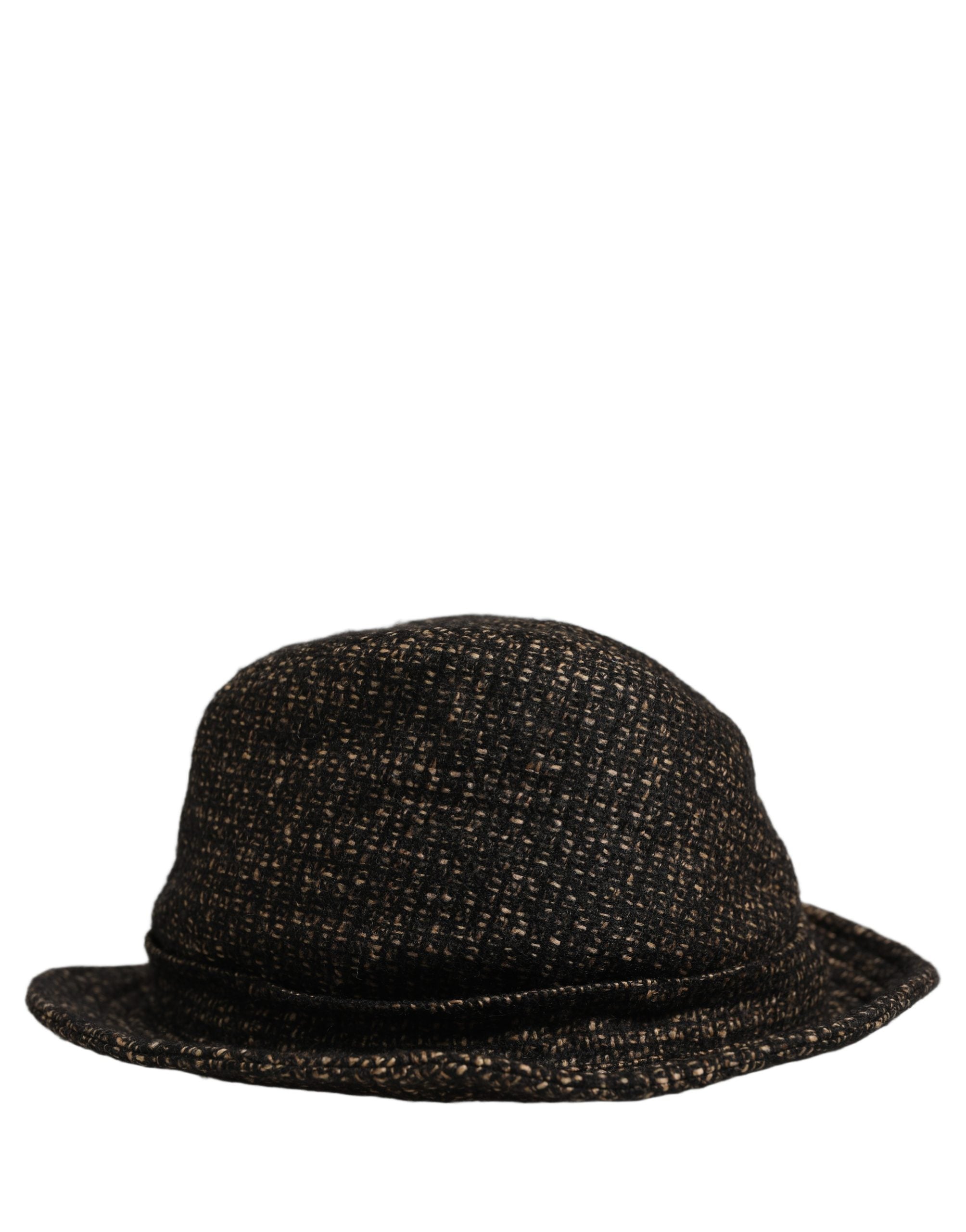 Dolce & Gabbana Gray Melange Blended Textured Tweed Capello Hat