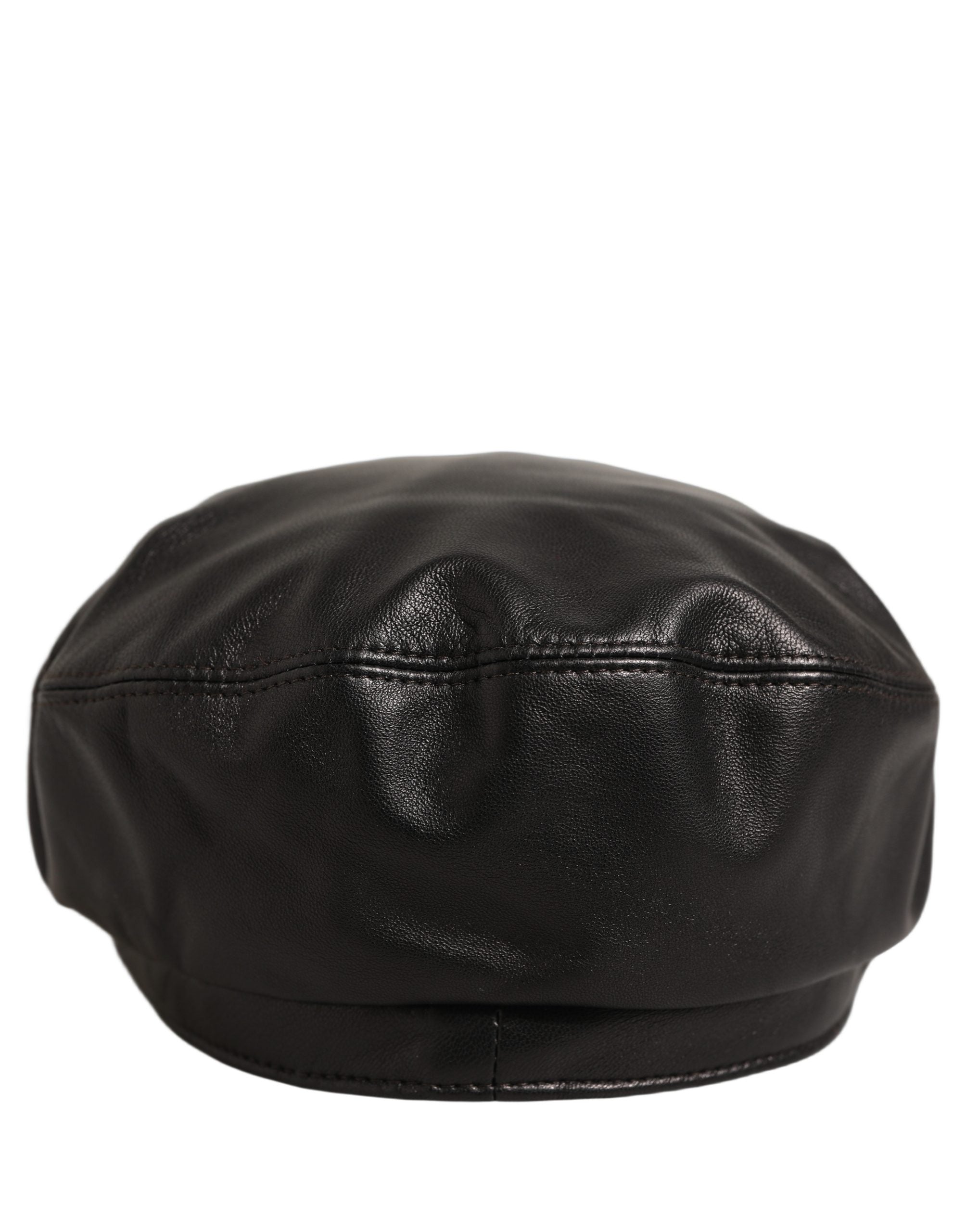 Dolce & Gabbana Black Lambskin Leather Newsboy Capello Hat