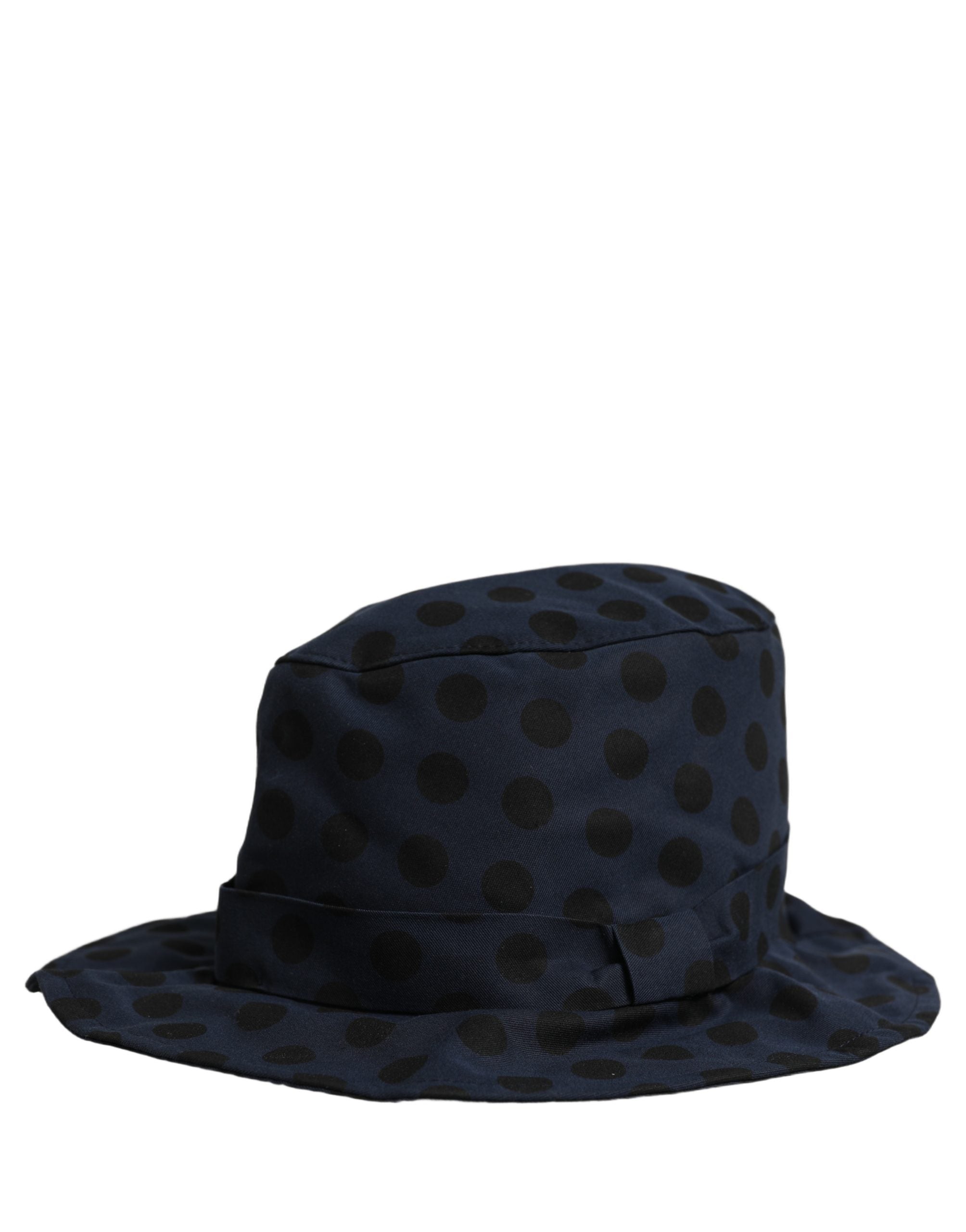 Dolce & Gabbana Blue Black Polka Dot Cotton Bucket Capello Hat