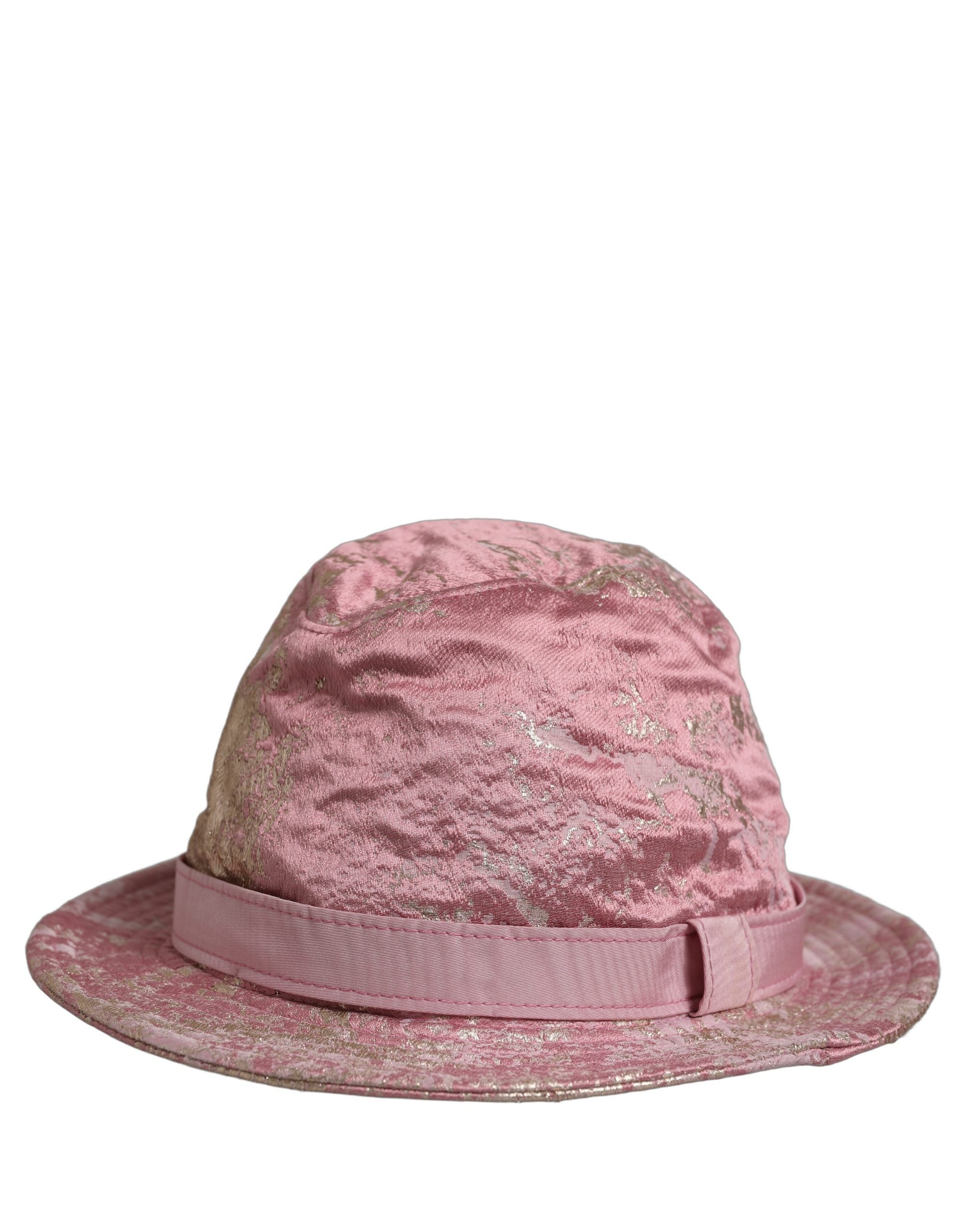 Dolce & Gabbana Pink Metallic Jacquard Pattern Bucket Capello Hat