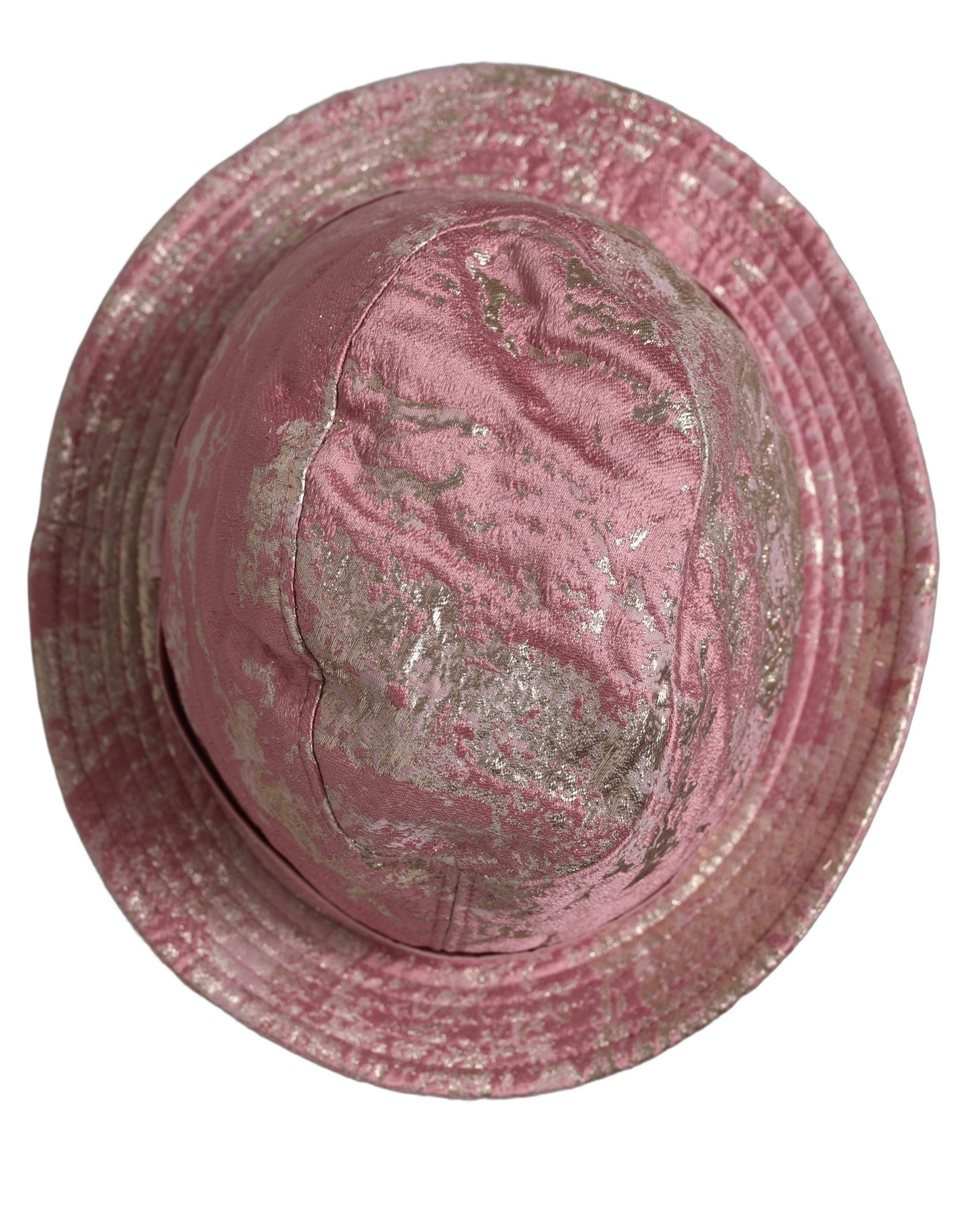 Dolce & Gabbana Pink Metallic Jacquard Pattern Bucket Capello Hat