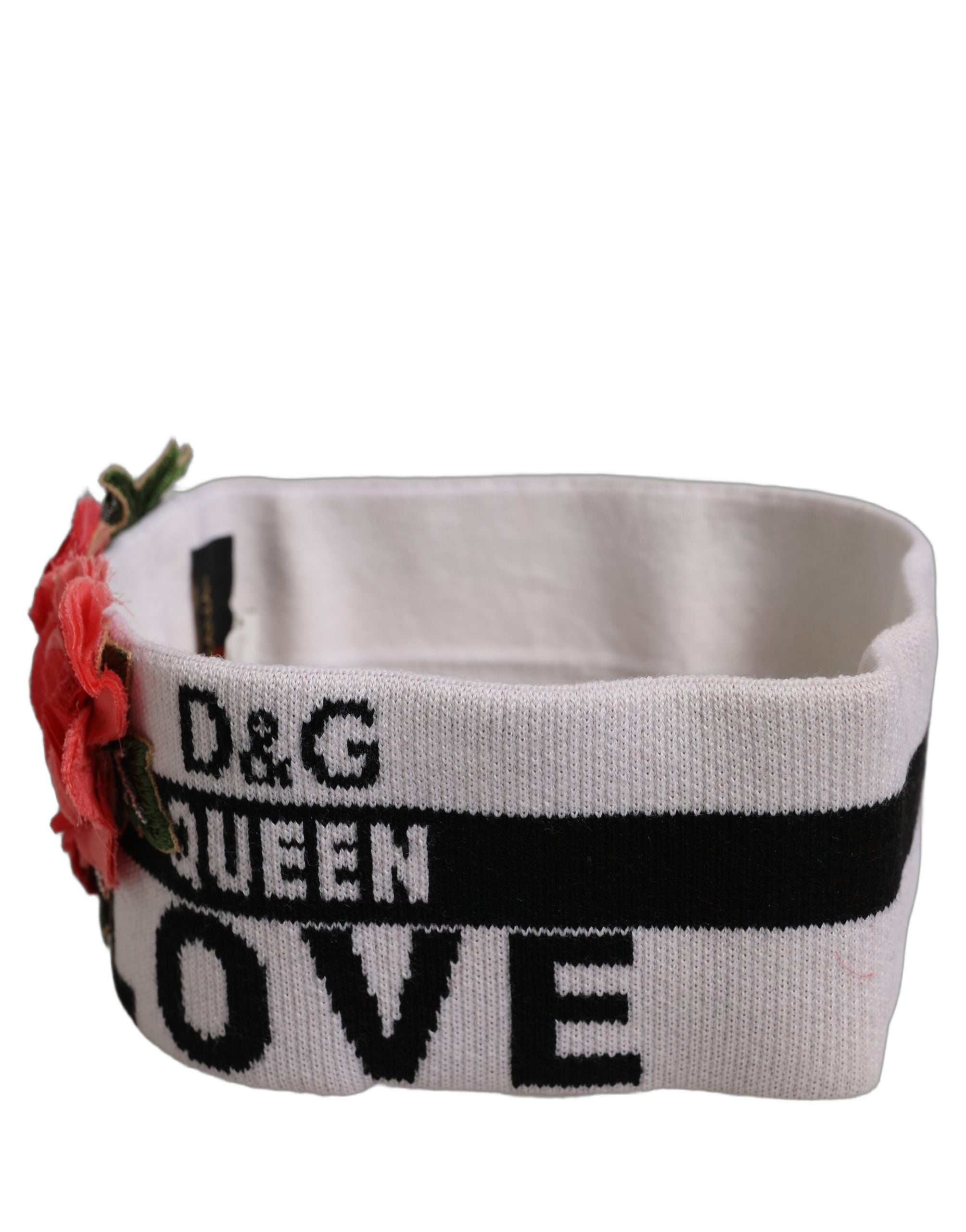 Dolce & Gabbana White D&G Queen Love Floral Applique Head Band One Size Hat