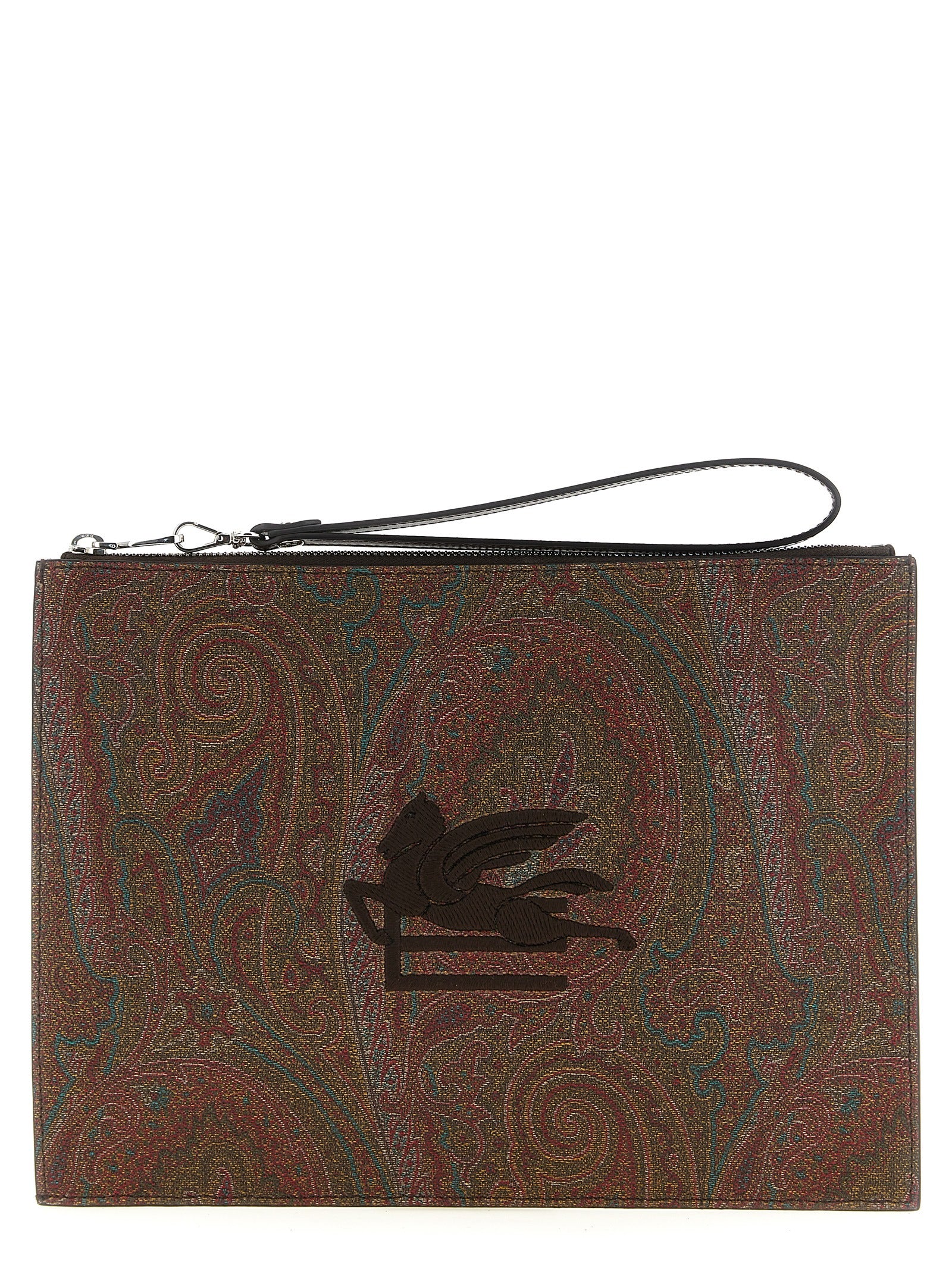 Etro Brown Cotton Clutch Bag