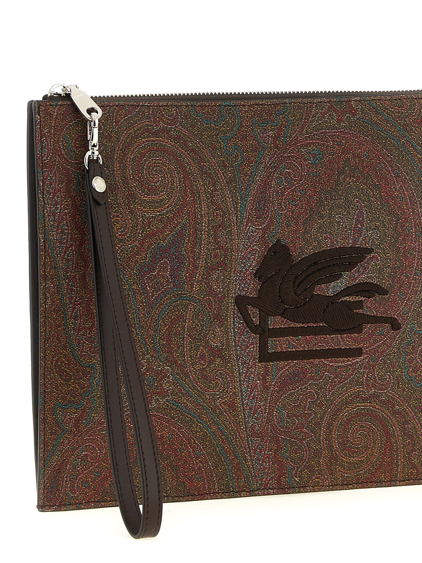 Etro Brown Cotton Clutch Bag