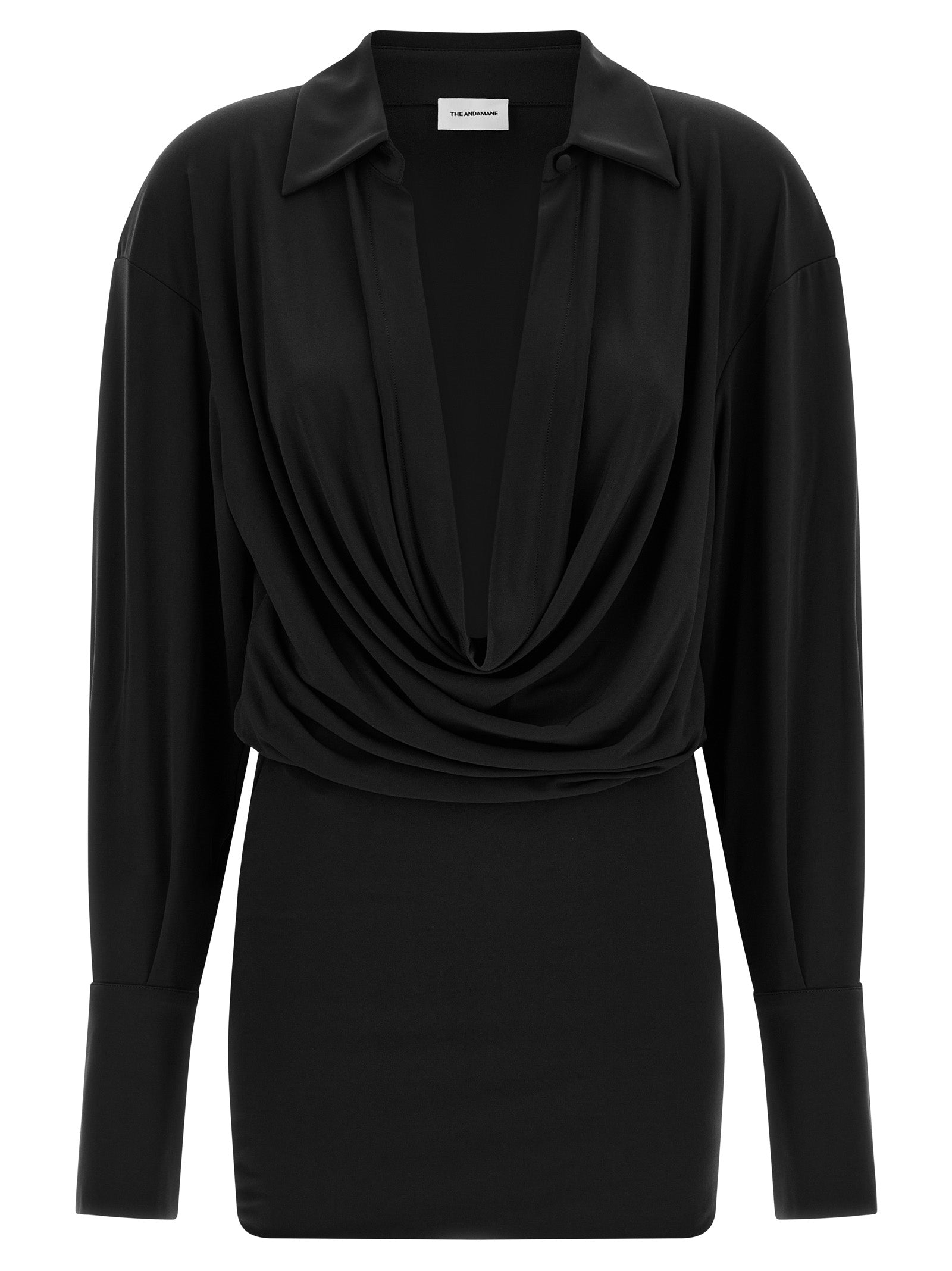 The Andamane Black Polyester Short Dress