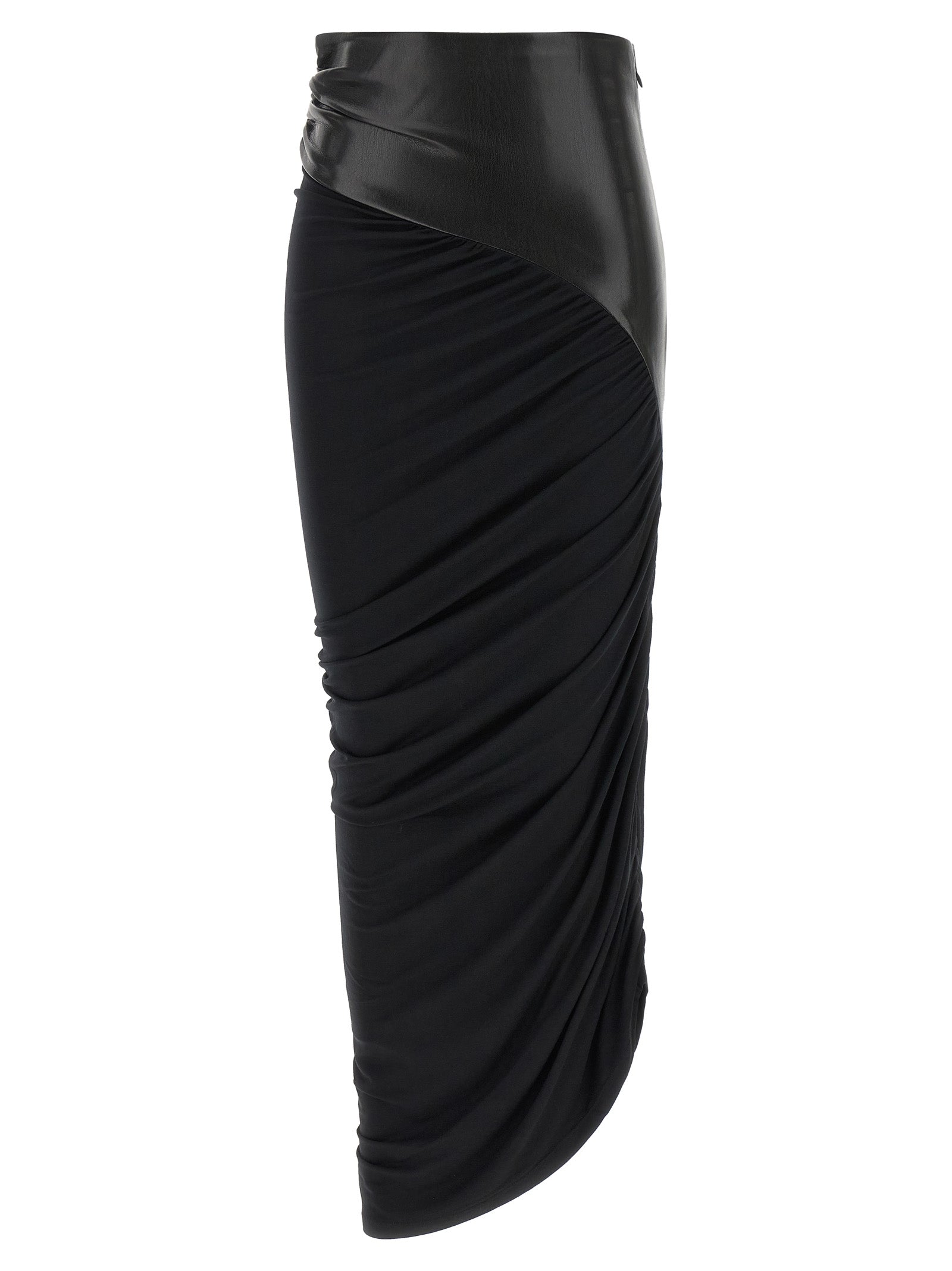 The Andamane Black Viscose Midi Skirt