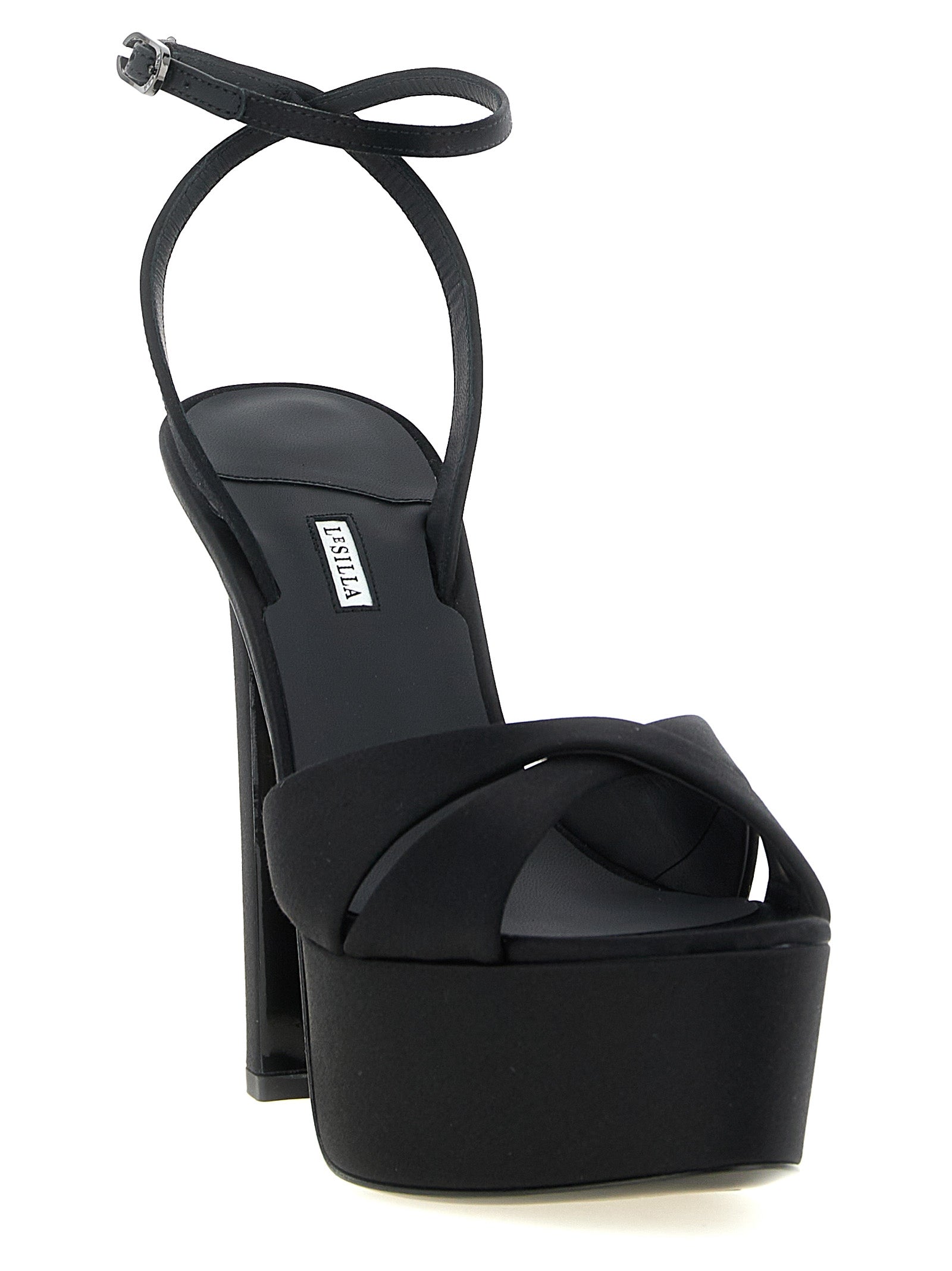 LE SILLA Black Viscose Stiletto Heel Sandals