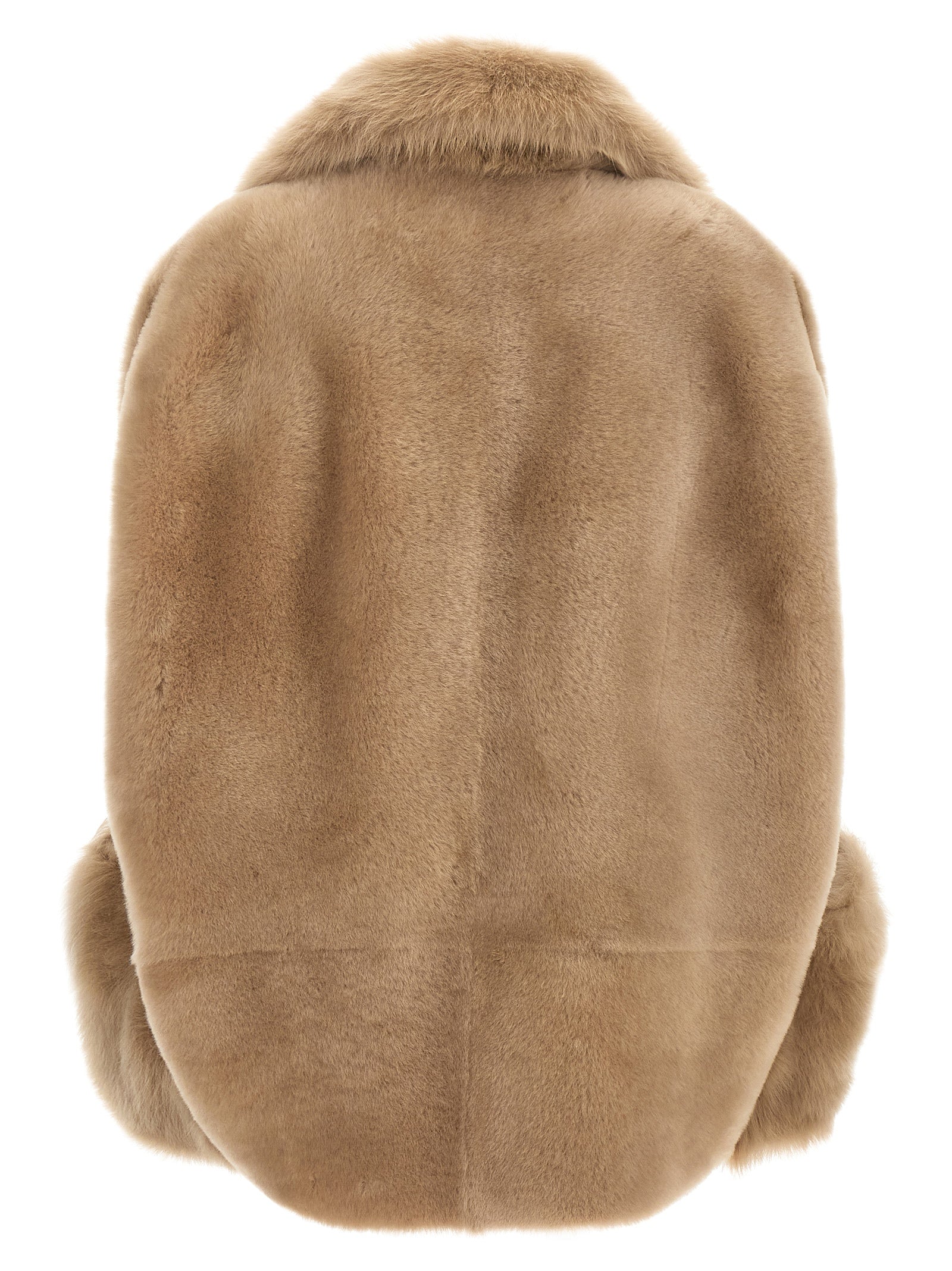 BLANCHA Beige Lamb Fur Sleeveless Jacket