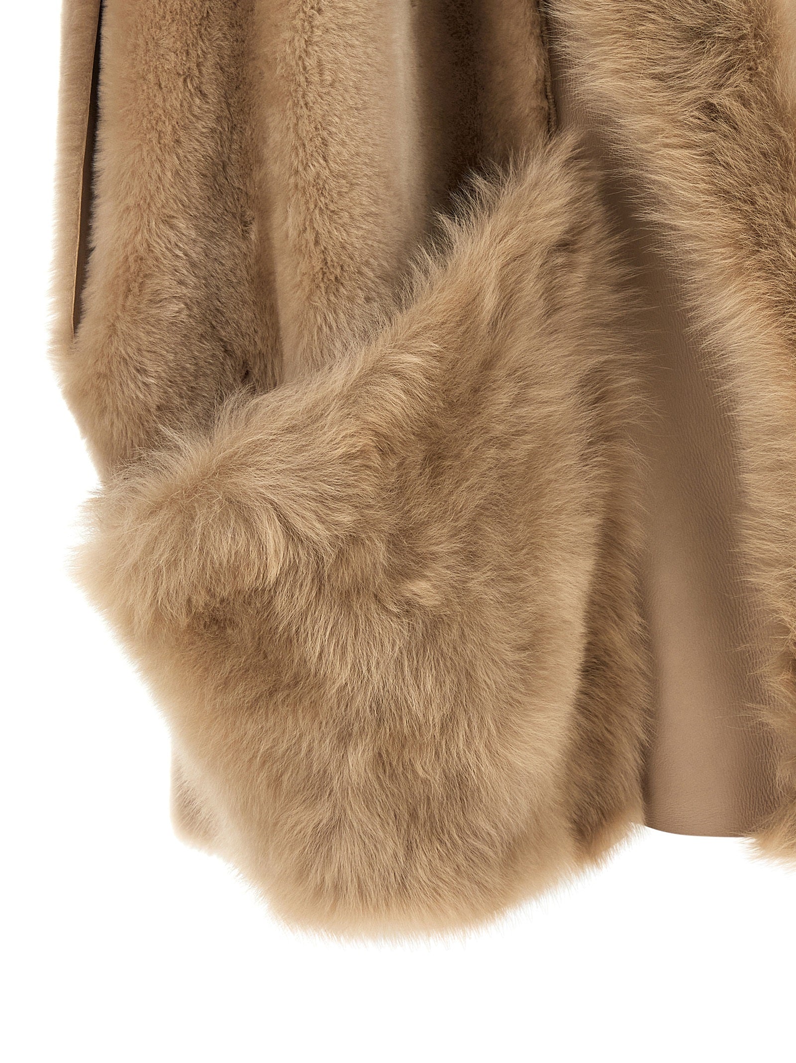 BLANCHA Beige Lamb Fur Sleeveless Jacket