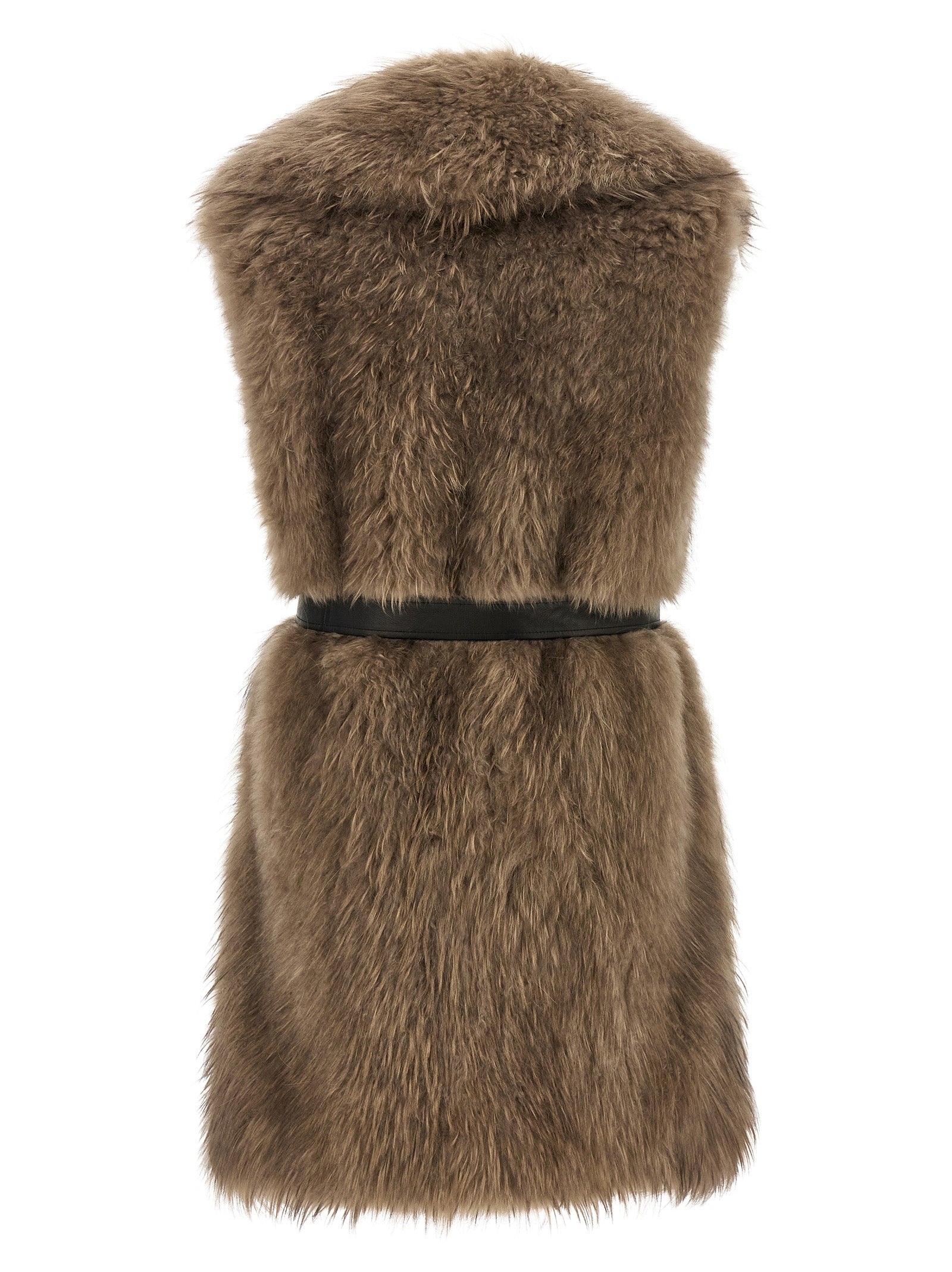 BLANCHA Beige Lamb Fur Sleeveless Jacket