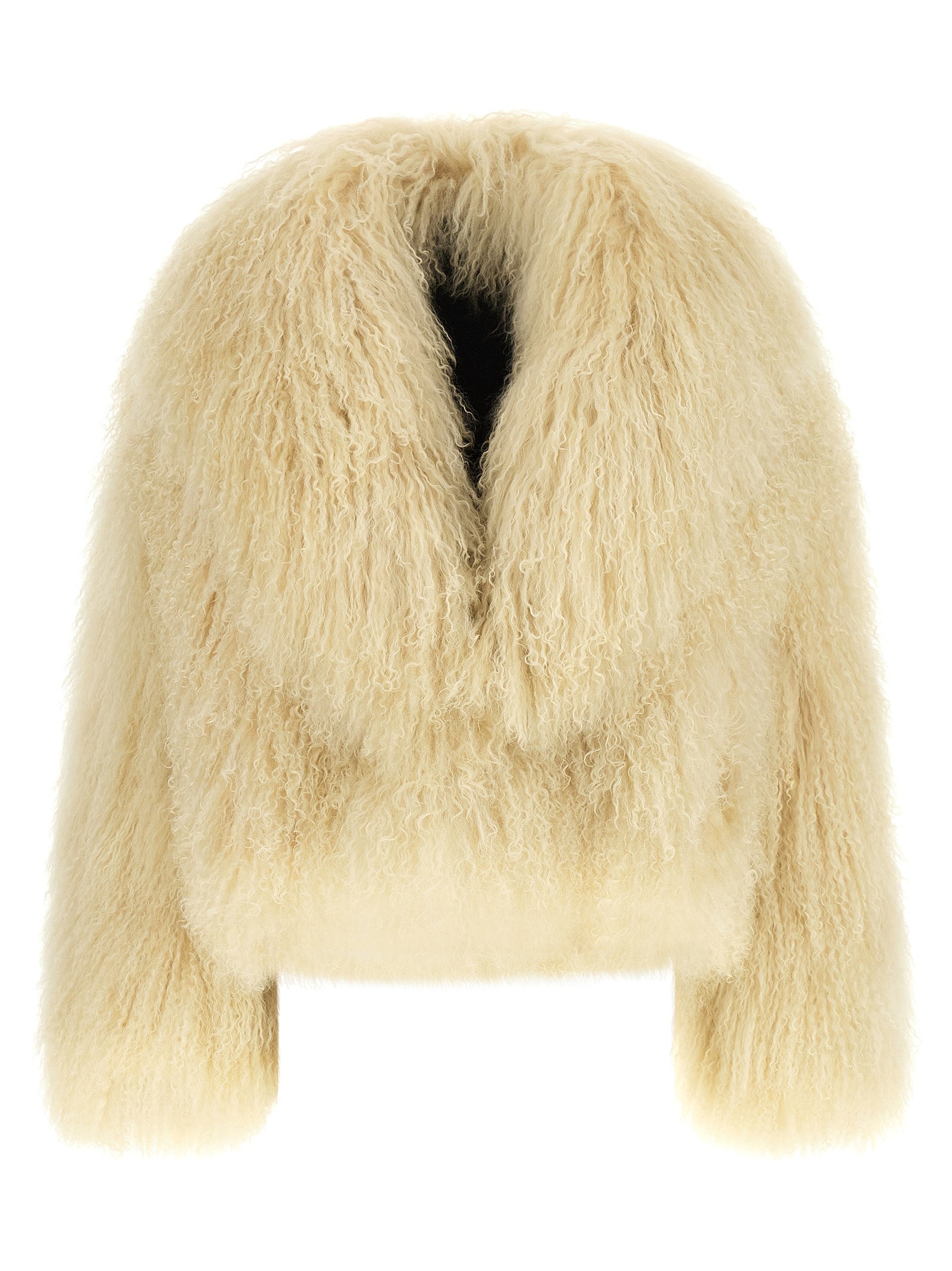 BLANCHA Beige Cashmere Biker Jacket