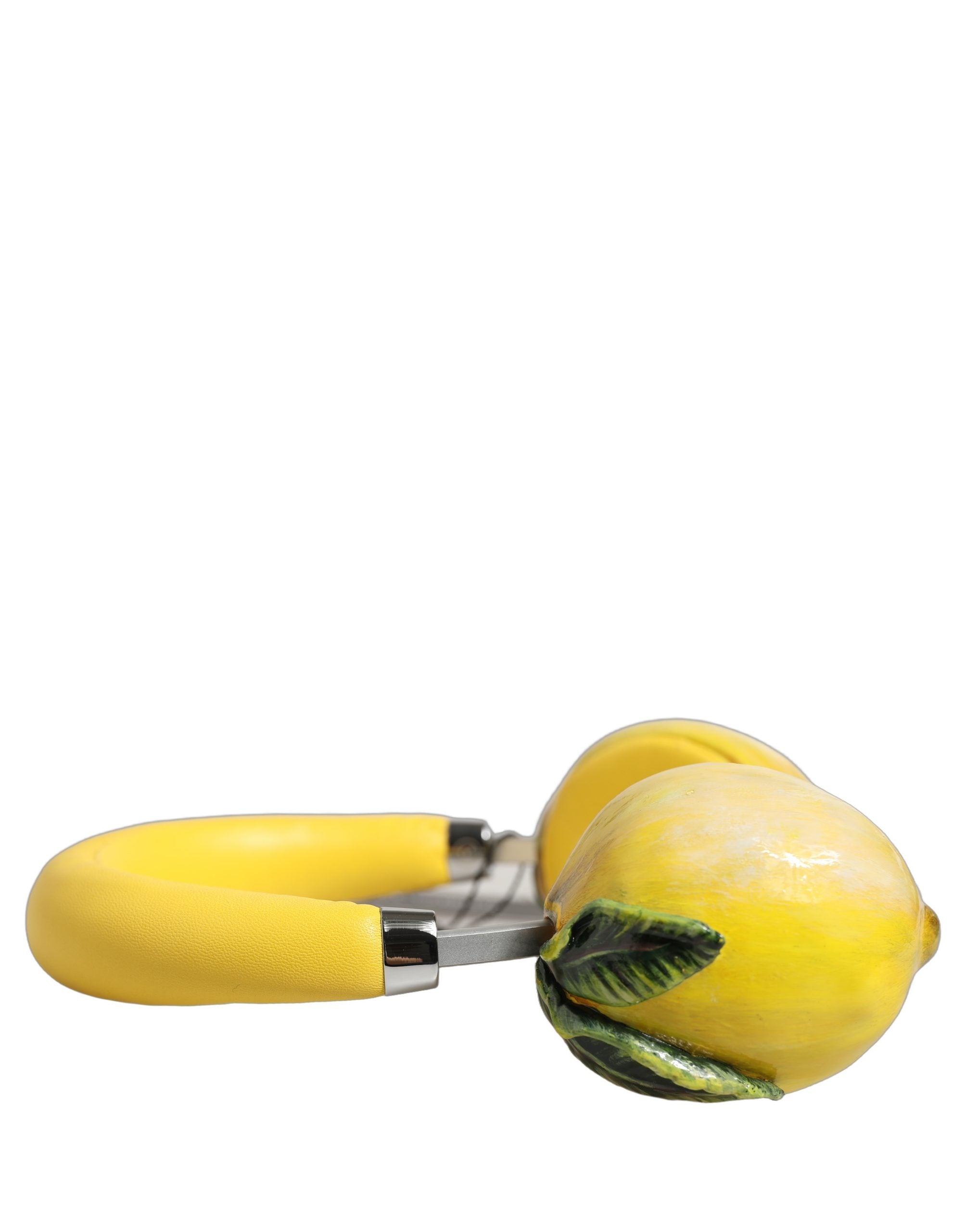 Dolce & Gabbana Yellow Vibrant Lemon Leather Headset Headphones