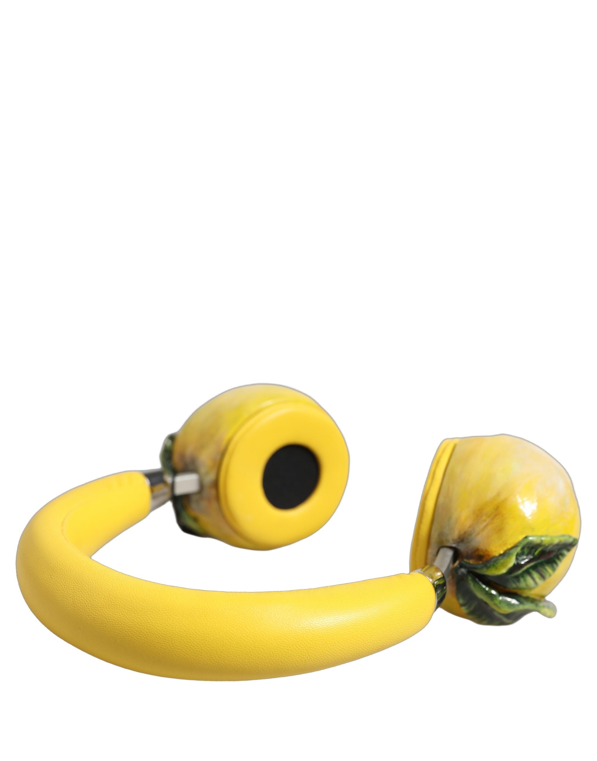 Dolce & Gabbana Yellow Vibrant Lemon Leather Headset Headphones