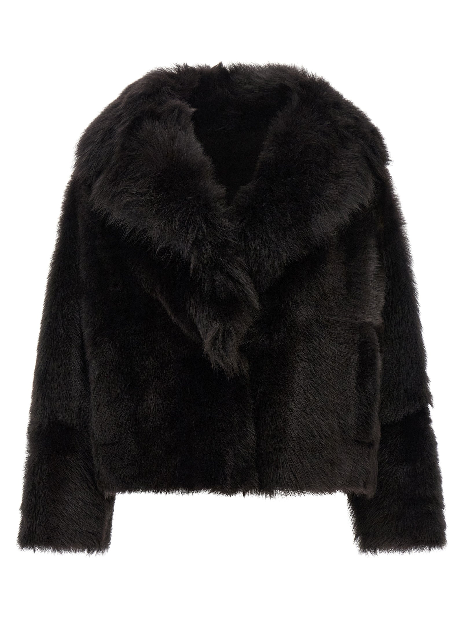 BLANCHA Brown Lamb Fur Full-Length Jacket