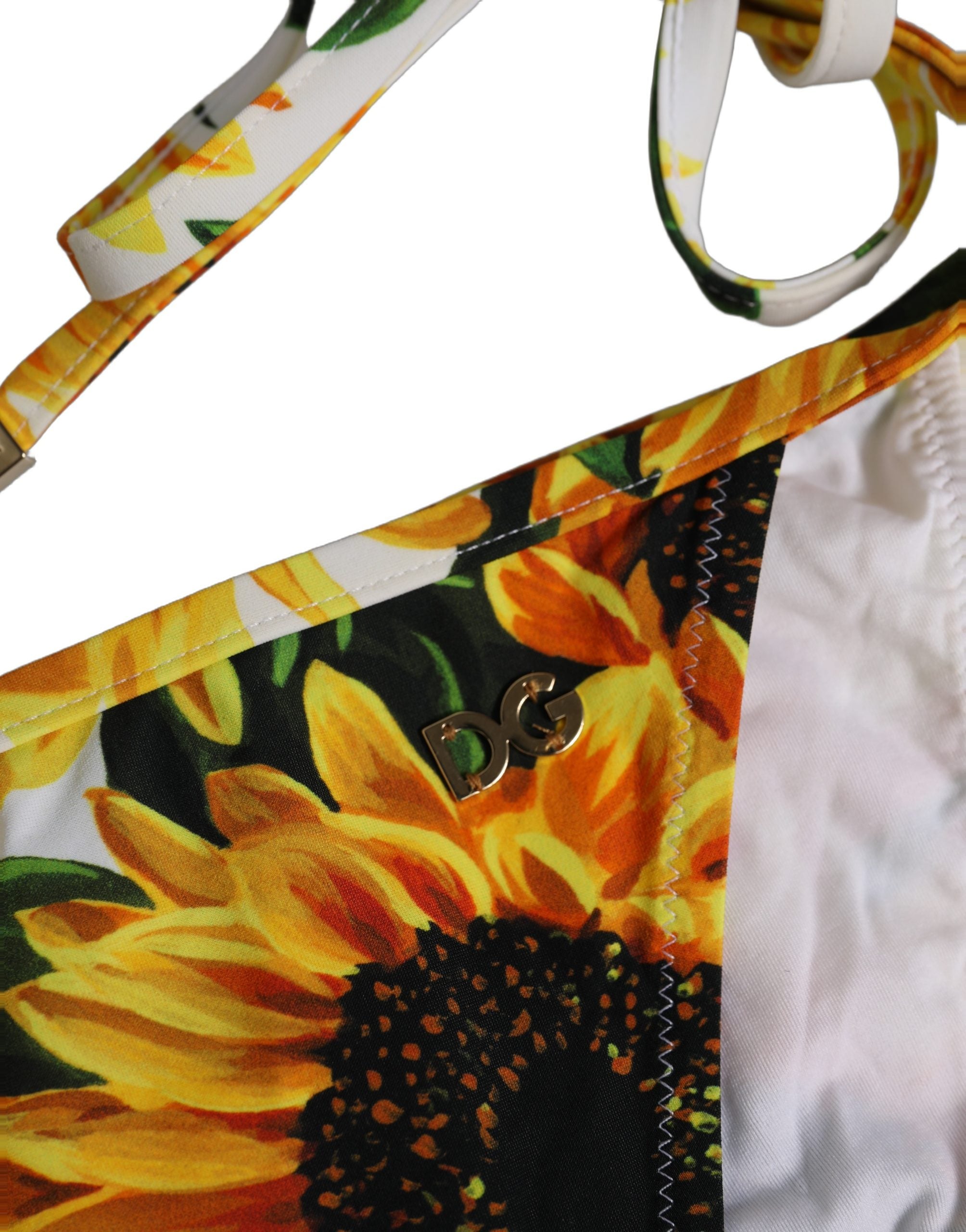 Dolce & Gabbana Bottom White Sunflower Nylon Beachwear Bikini