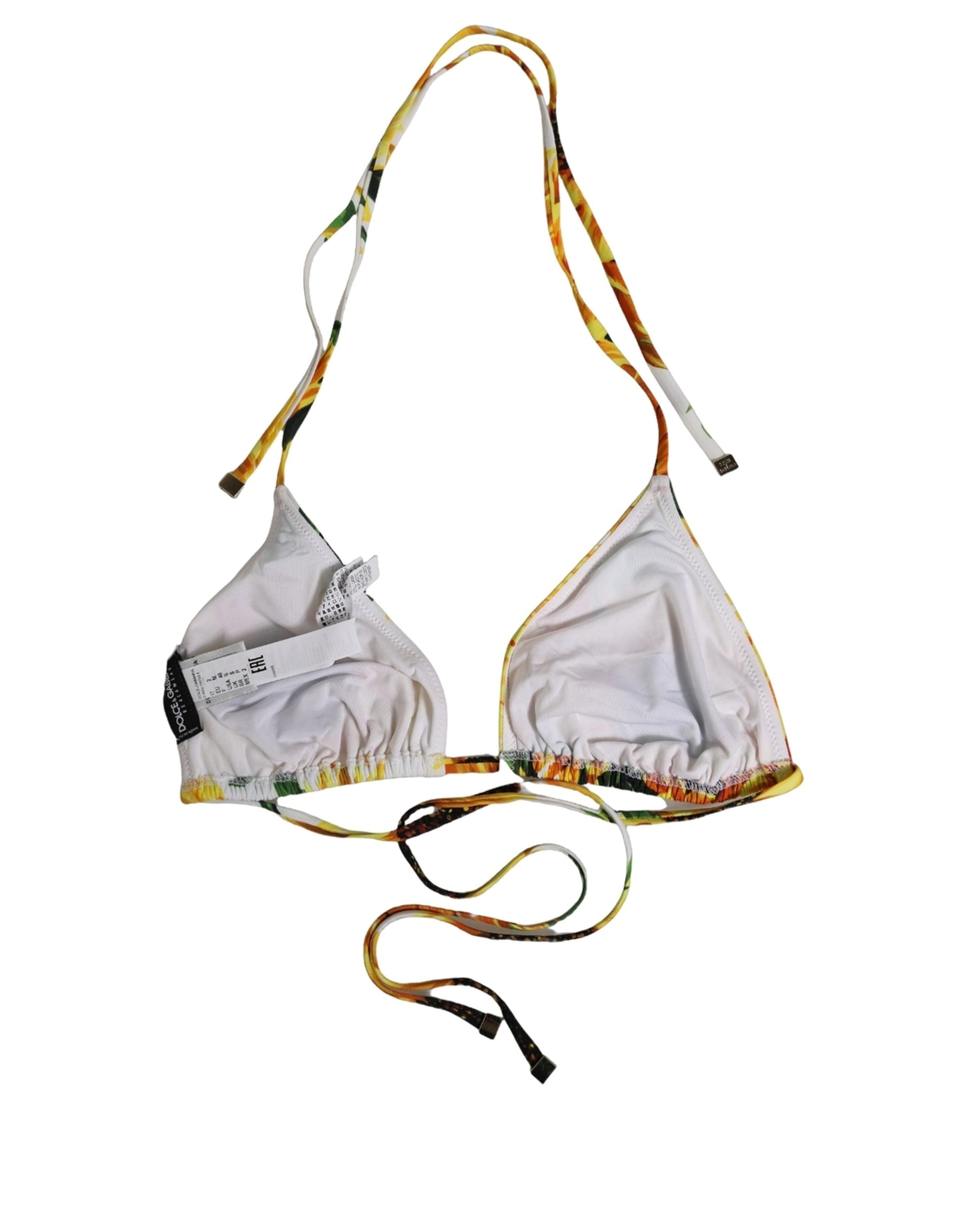 Dolce & Gabbana Multicolor Floral Halter Beachwear Bikini Top