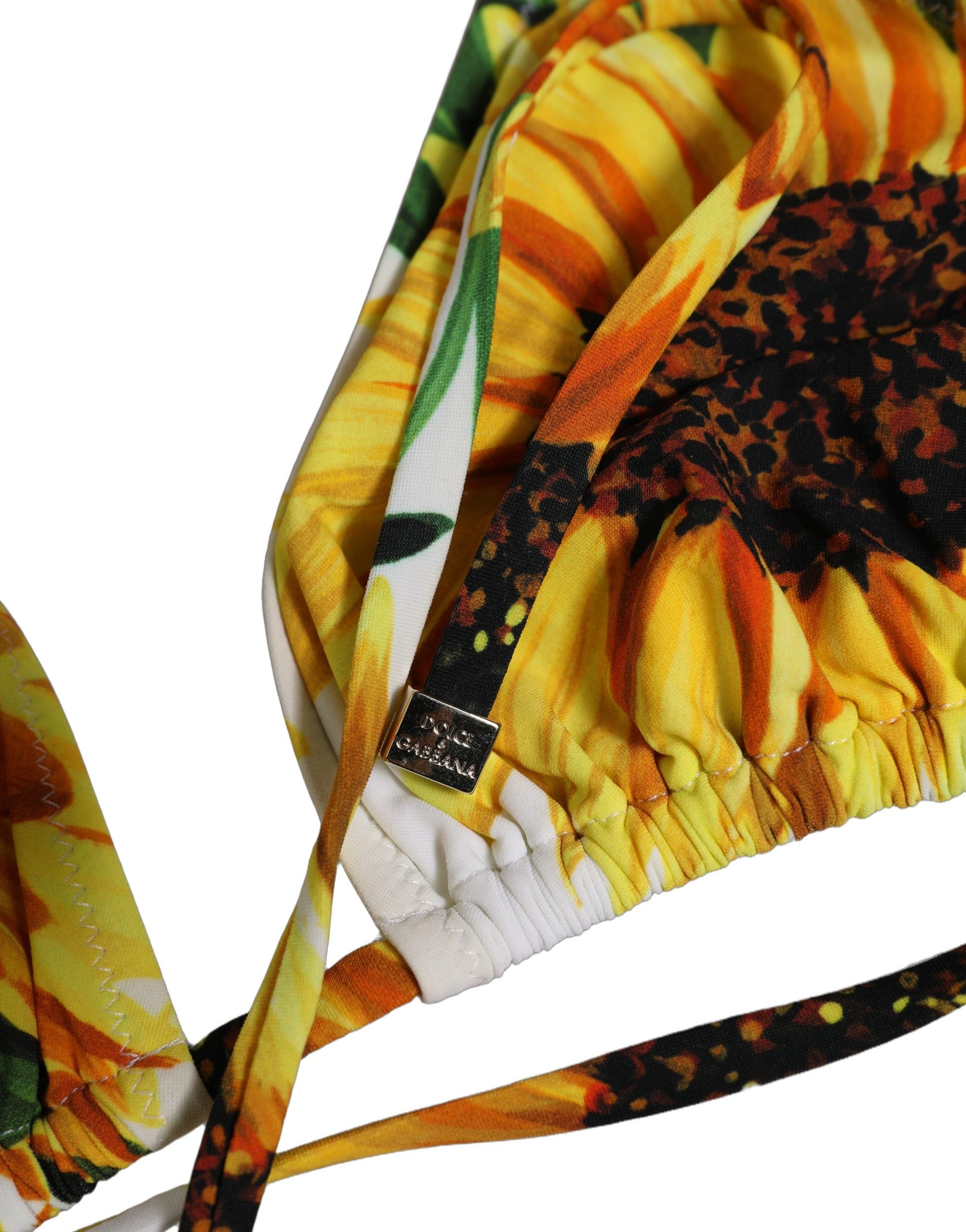 Dolce & Gabbana Multicolor Floral Halter Beachwear Bikini Top