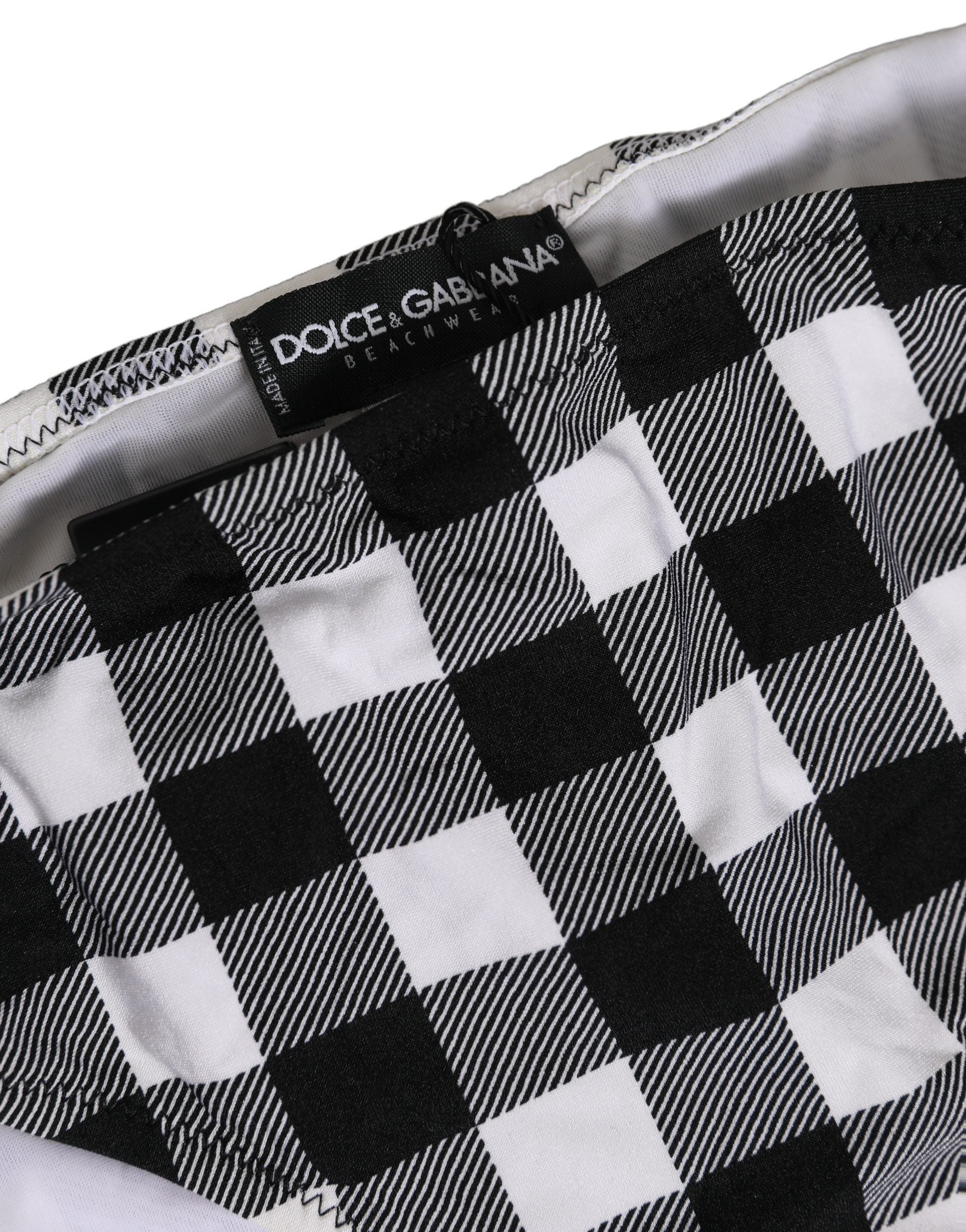 Dolce & Gabbana Black White Checkered Beachwear Bikini Bottom