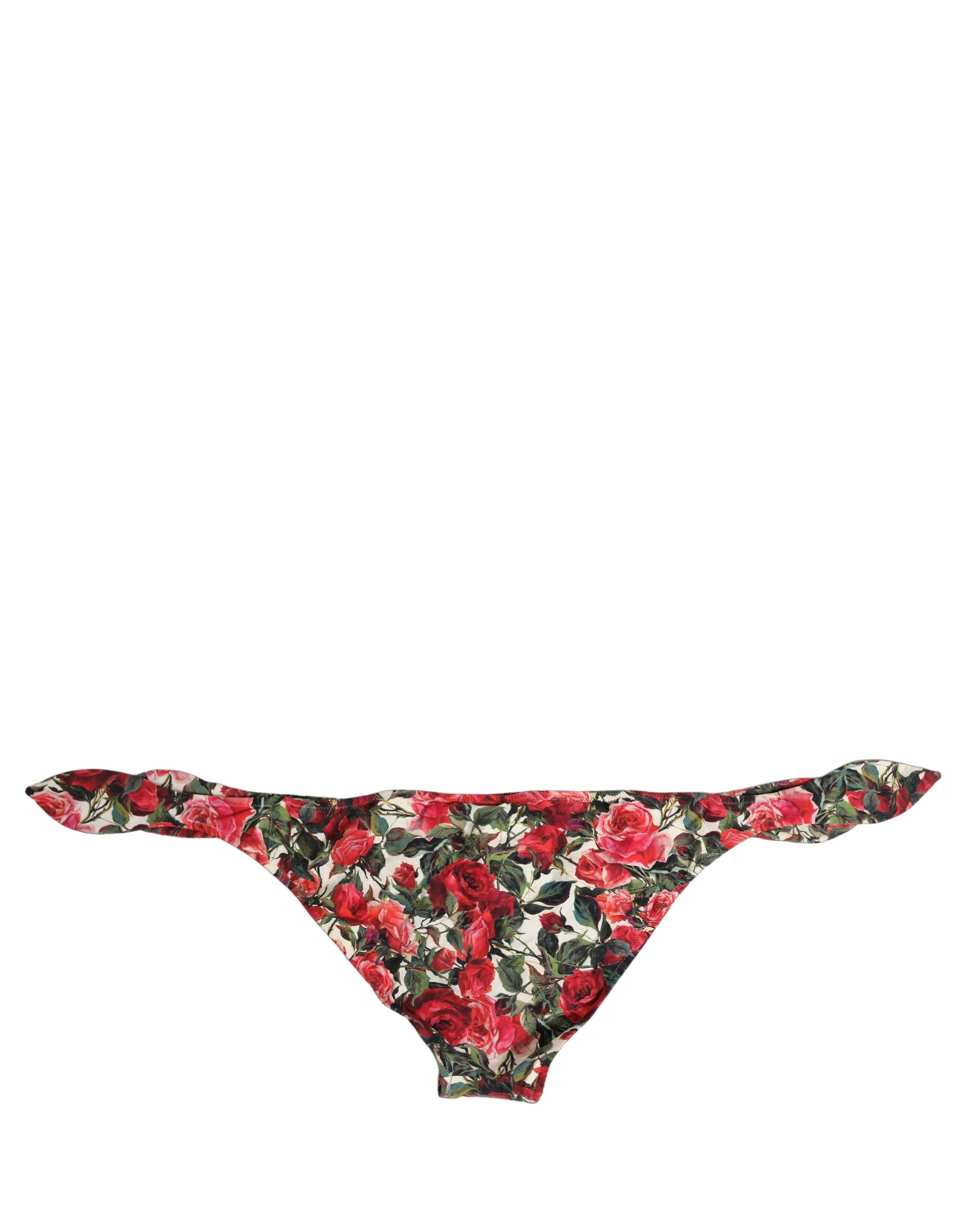 Dolce & Gabbana Multicolor Floral Print Beachwear Bikini Bottom