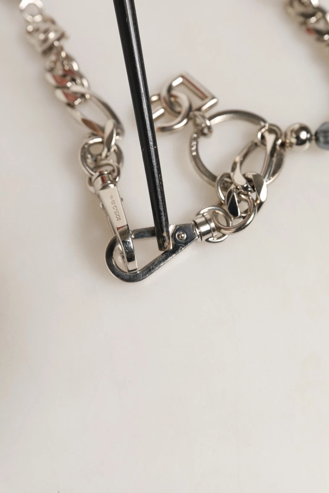 Dolce & Gabbana Silver Tone Chain Signature DG Logo Pendant Necklace