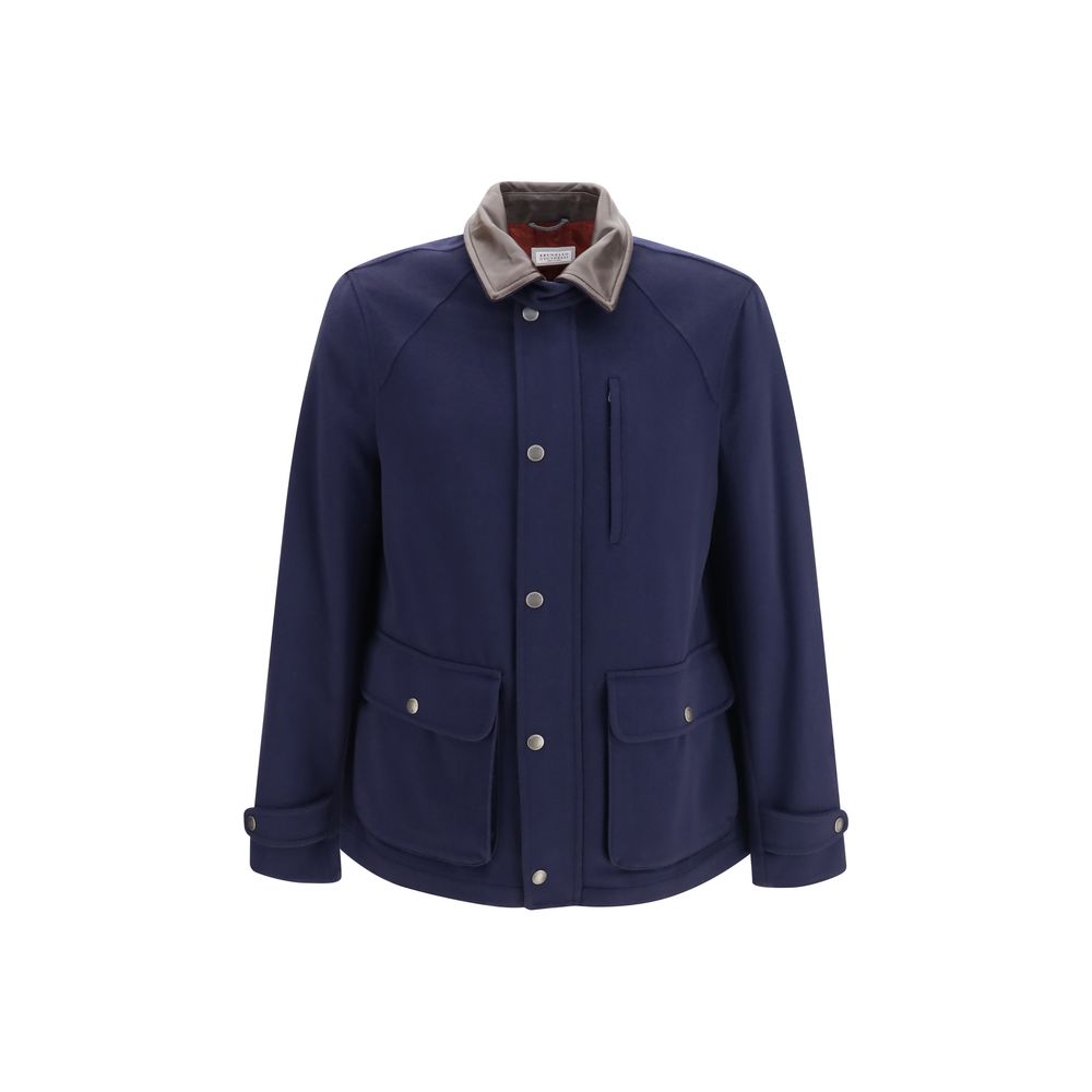 Brunello Cucinelli Blue Wool Oves Aries Full-Length Jacket