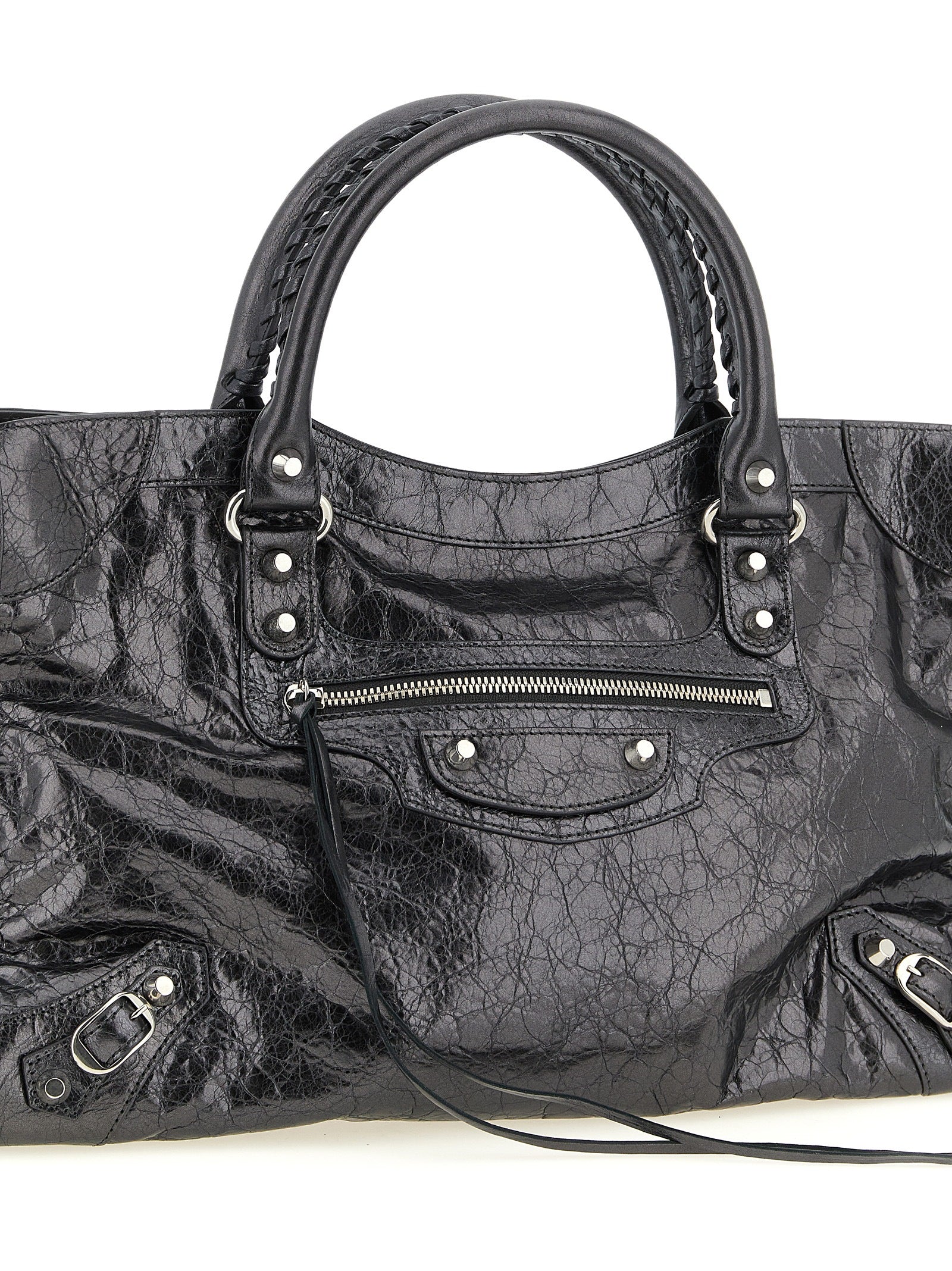 Balenciaga Silver Lamb Leather Handbag