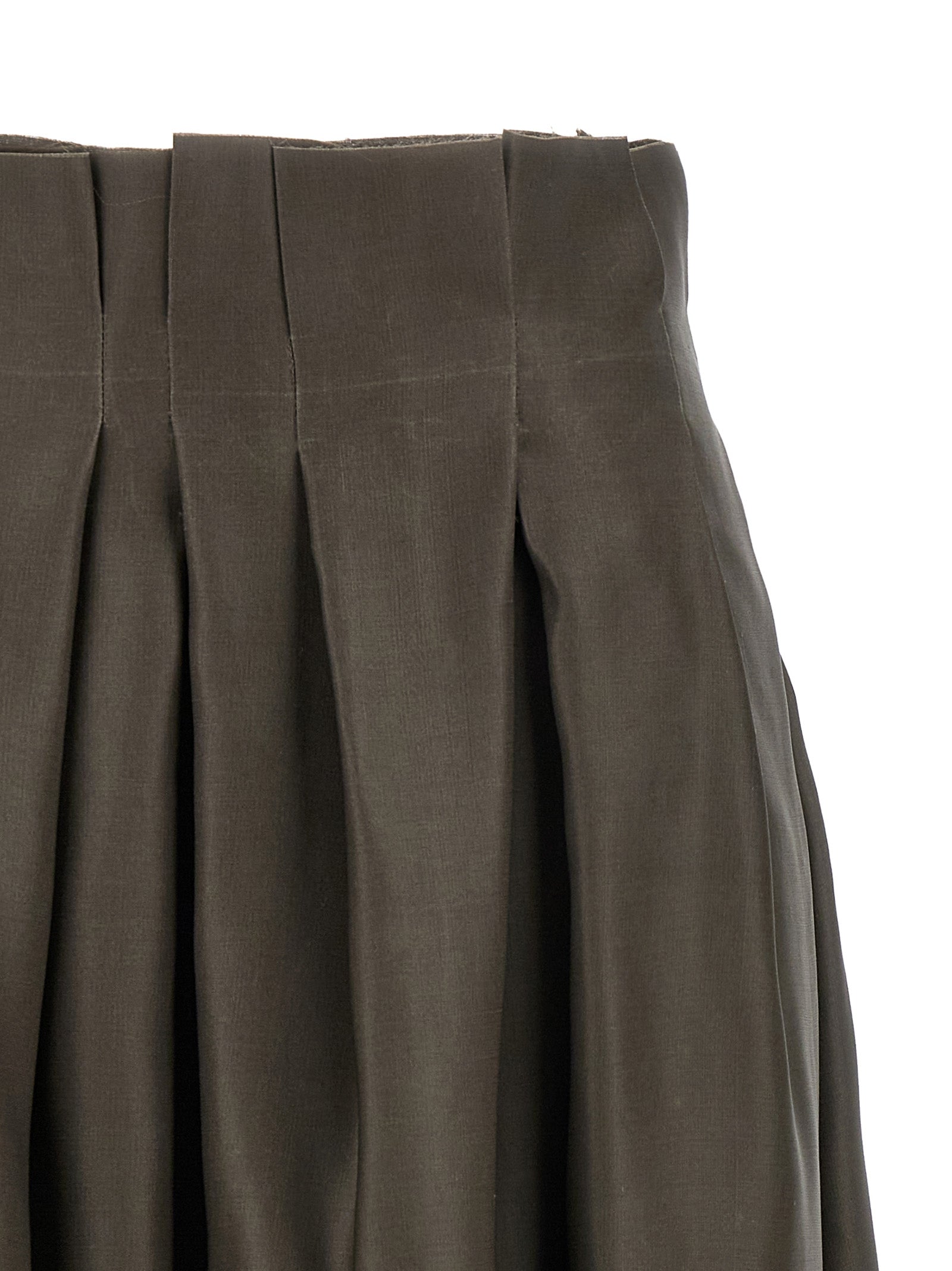 Khaite Brown Silk Midi Skirt
