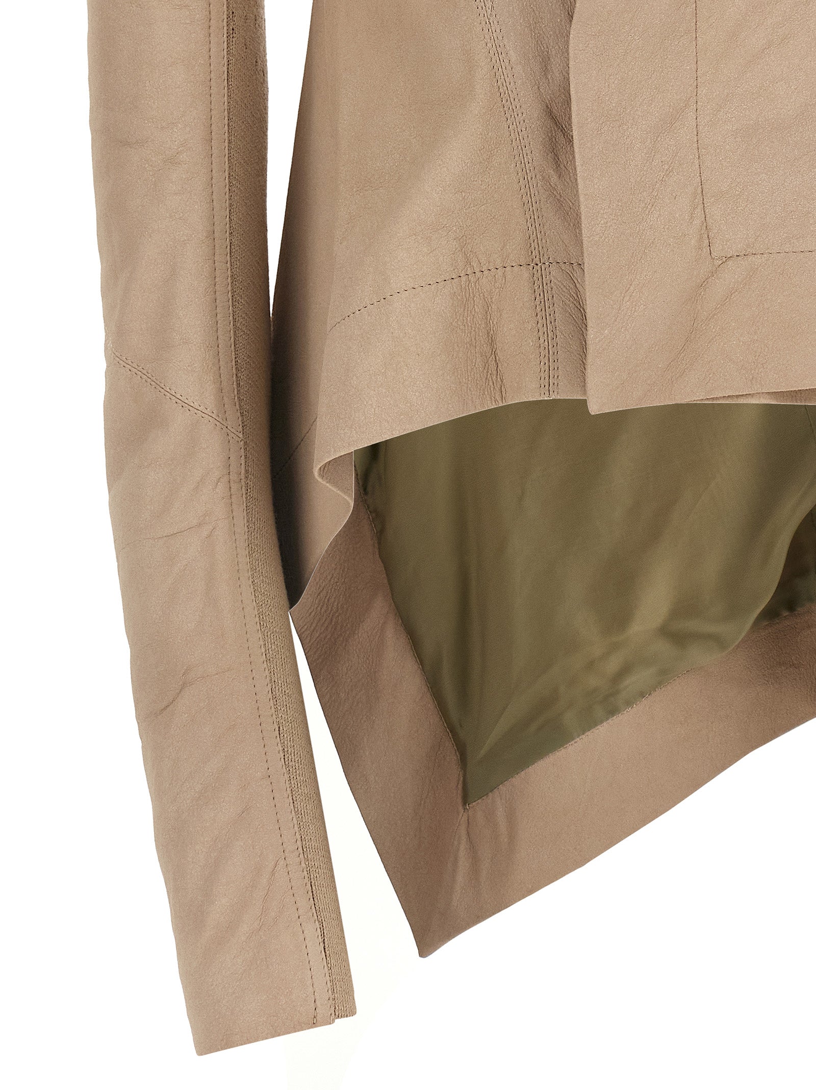 Rick Owens Beige Lamb Leather Leather Jacket