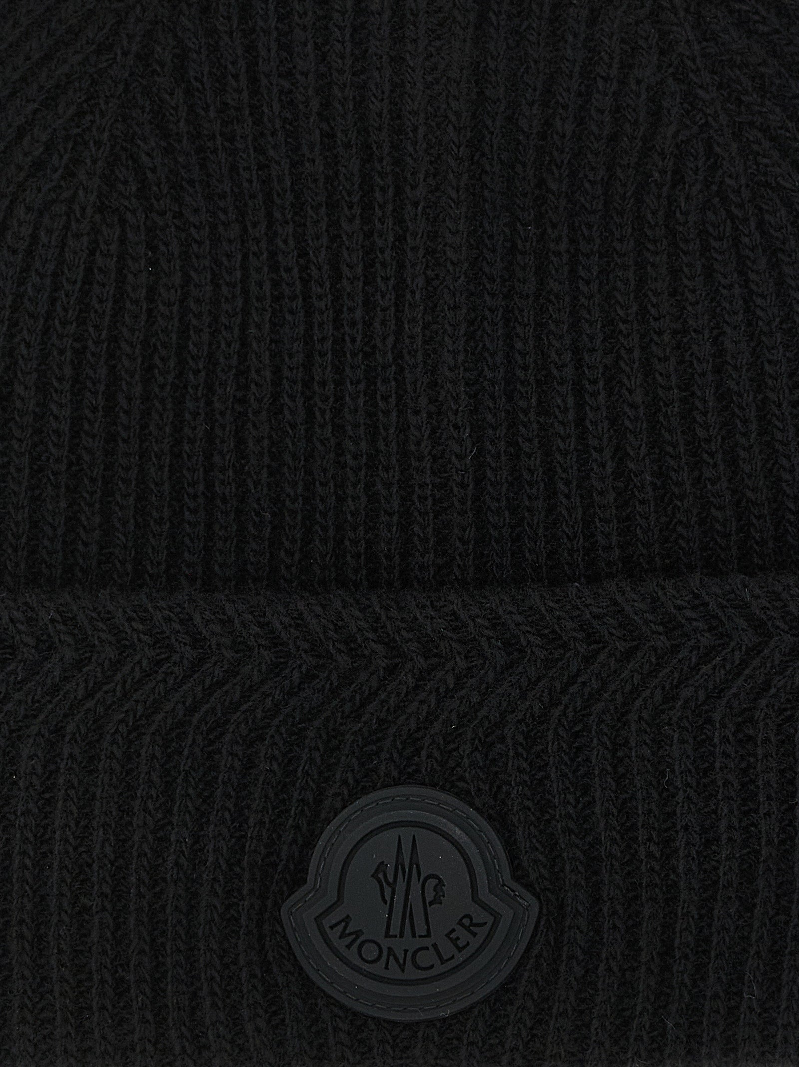 Moncler Black Virgin Wool Beanie